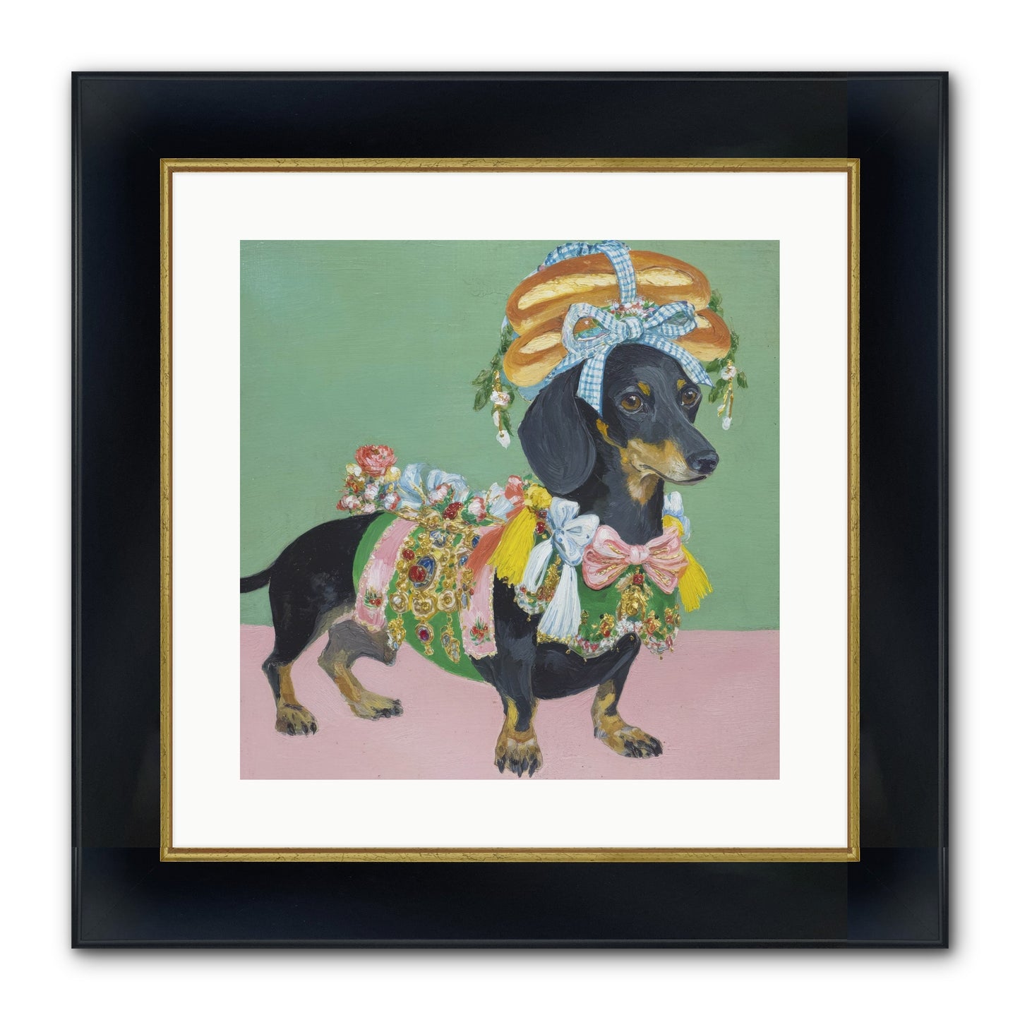 Lady Celebration Framed Print - Wide Black w/Gold 16x16