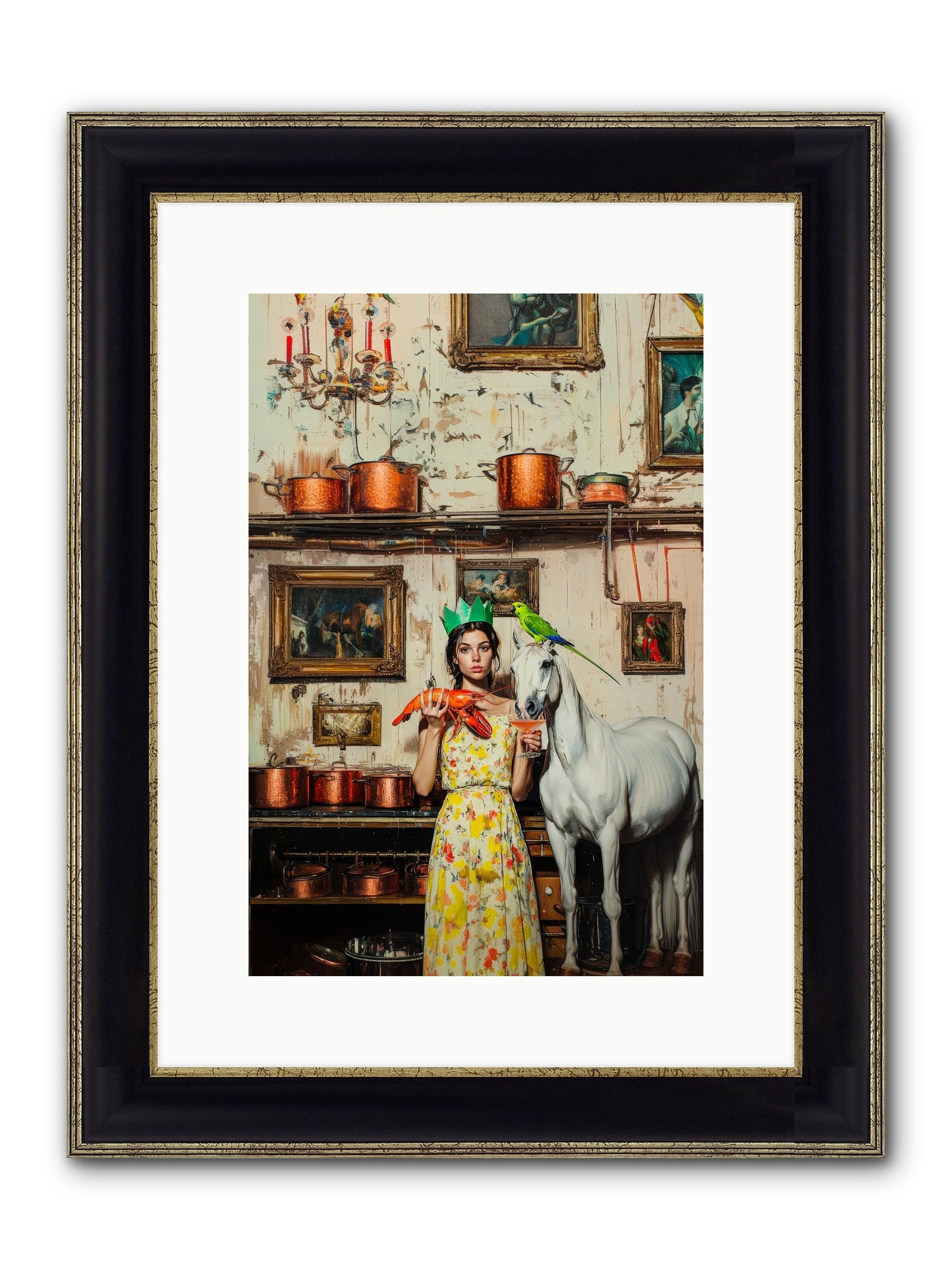 Lady Clementine's Culinary Court Framed Print - Black & Gold 10x15
