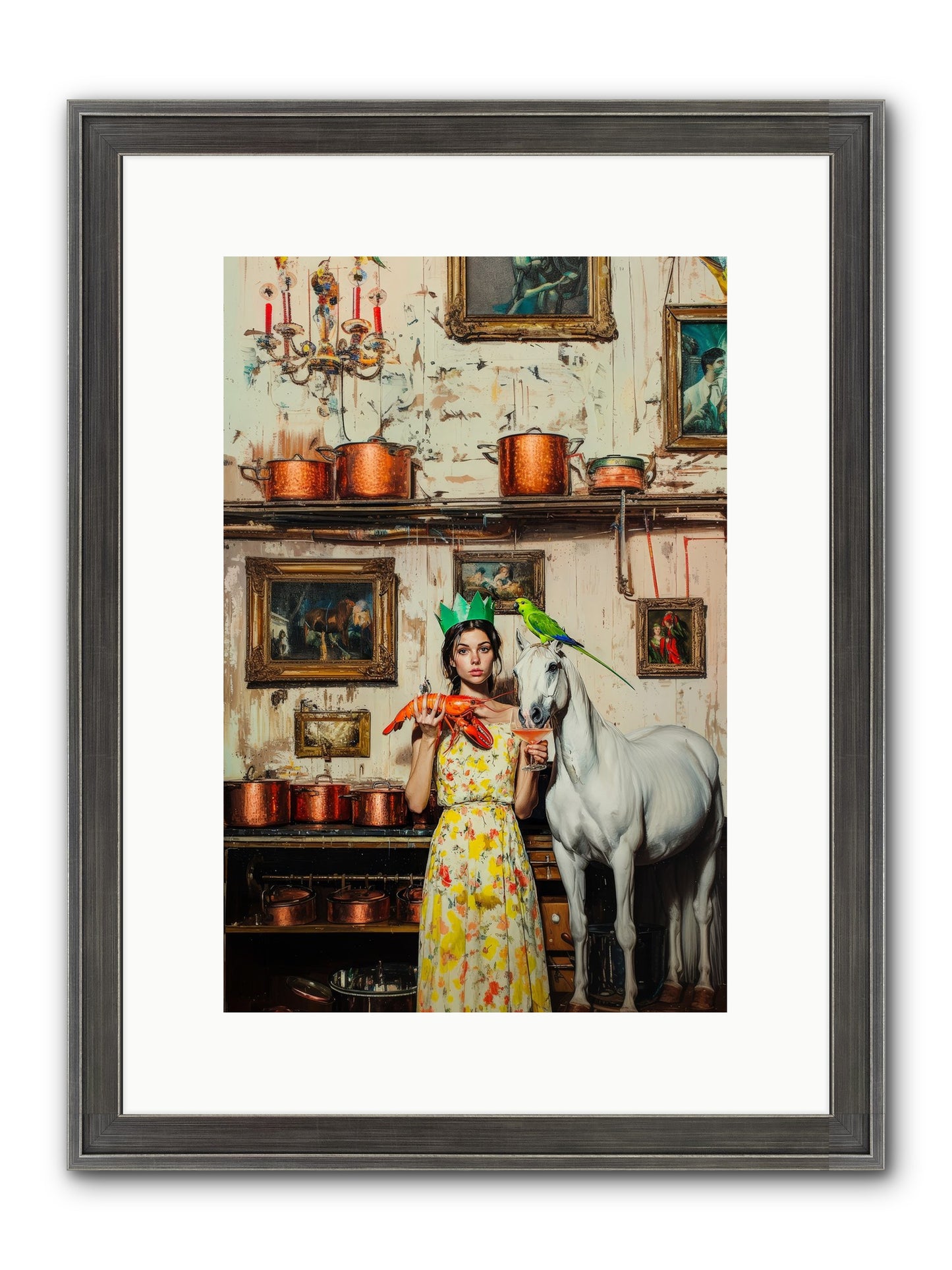 Lady Clementine's Culinary Court Framed Print - Slimwoods Black/Silver 10x15