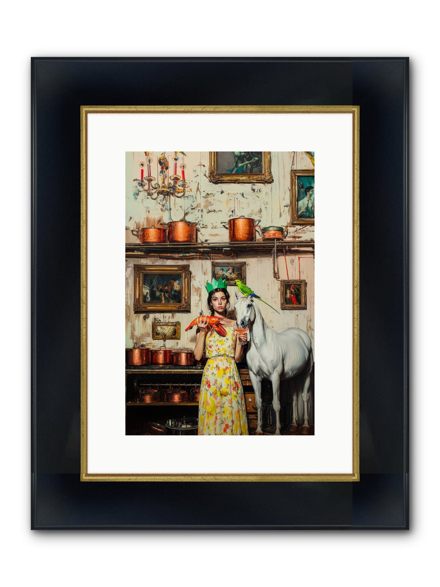 Lady Clementine's Culinary Court Framed Print - Wide Black w/Gold 10x15
