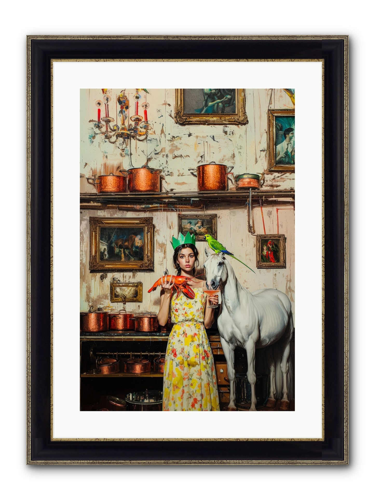 Lady Clementine's Culinary Court Framed Print - Black & Gold 16x24
