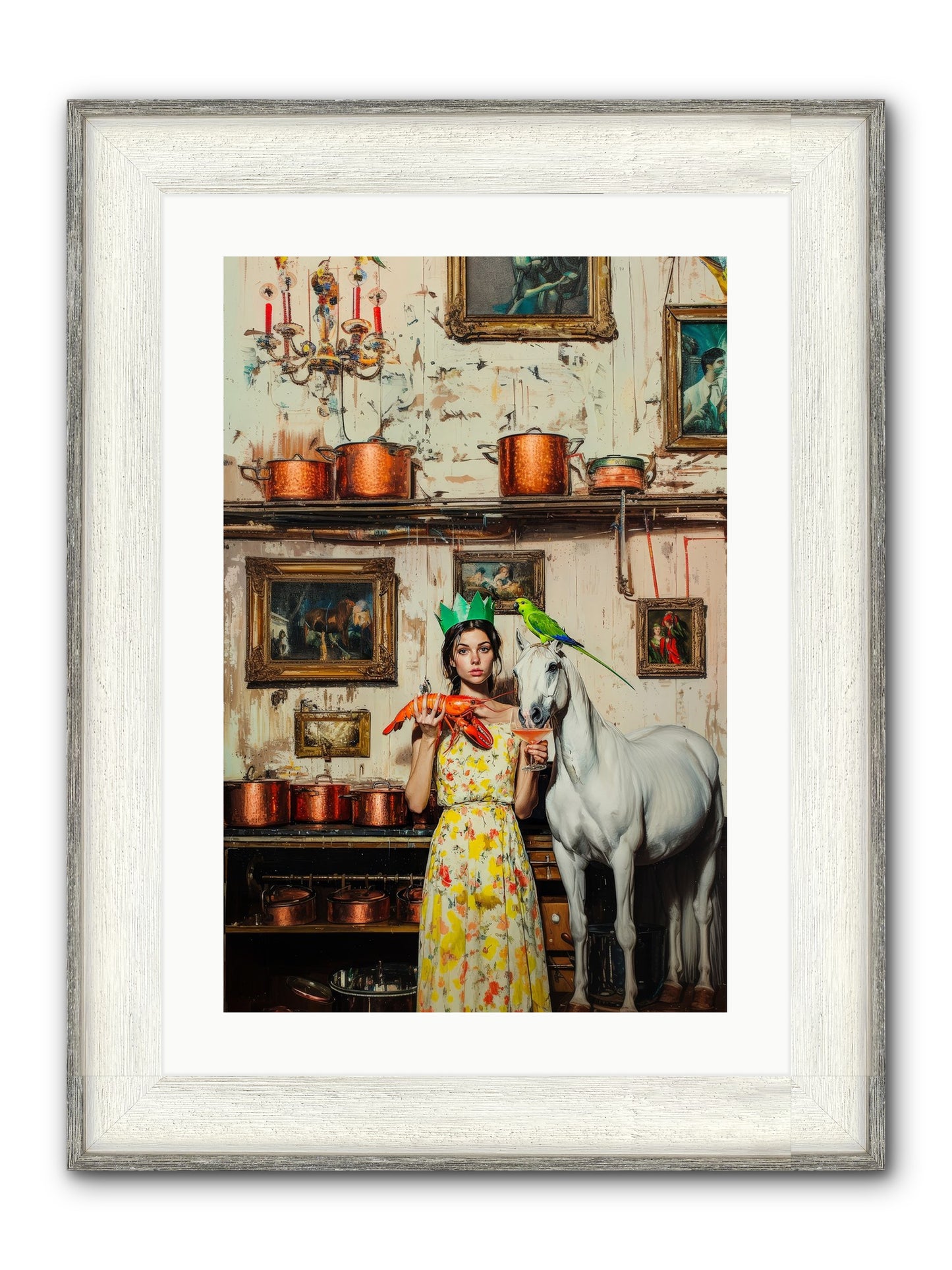 Lady Clementine's Culinary Court Framed Print - Driftwood White 16x24