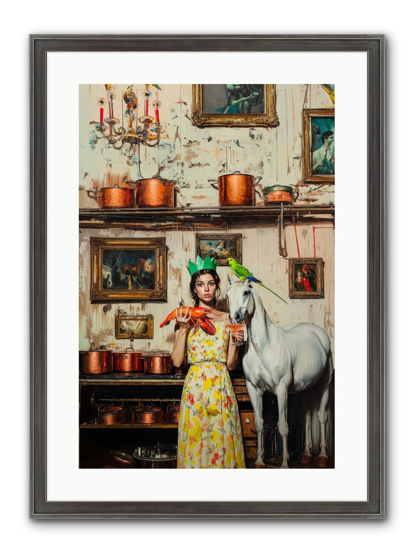 Lady Clementine's Culinary Court Framed Print - Slimwoods Black/Silver 16x24