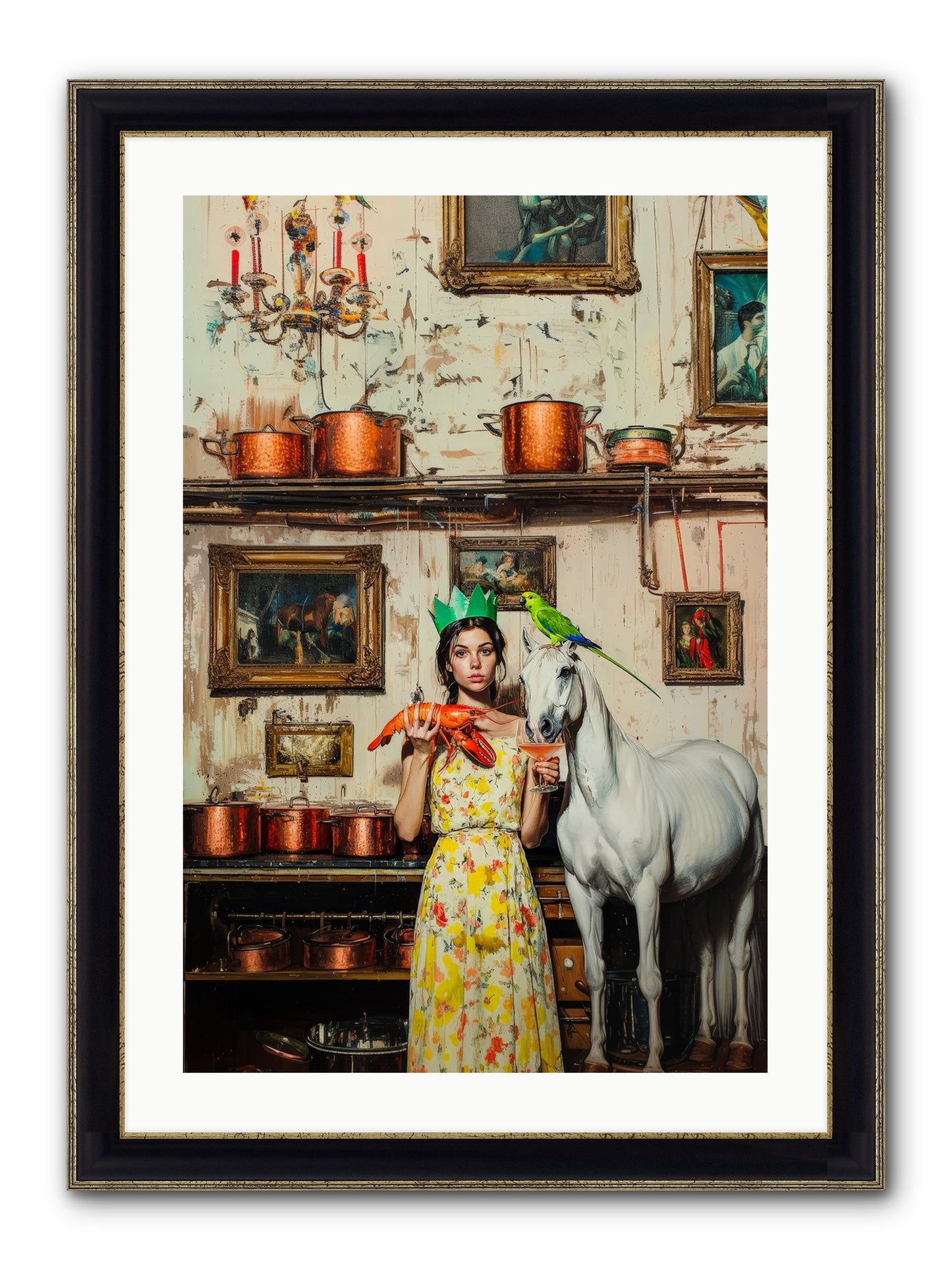Lady Clementine's Culinary Court Framed Print - Black & Gold 20x30