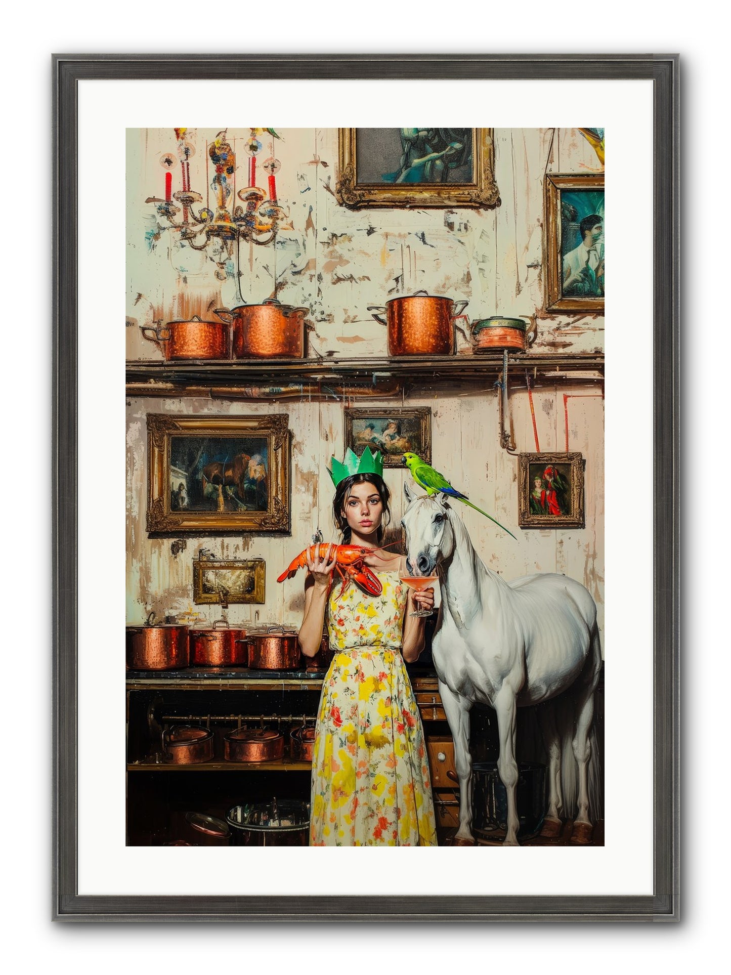 Lady Clementine's Culinary Court Framed Print - Slimwoods Black/Silver 20x30