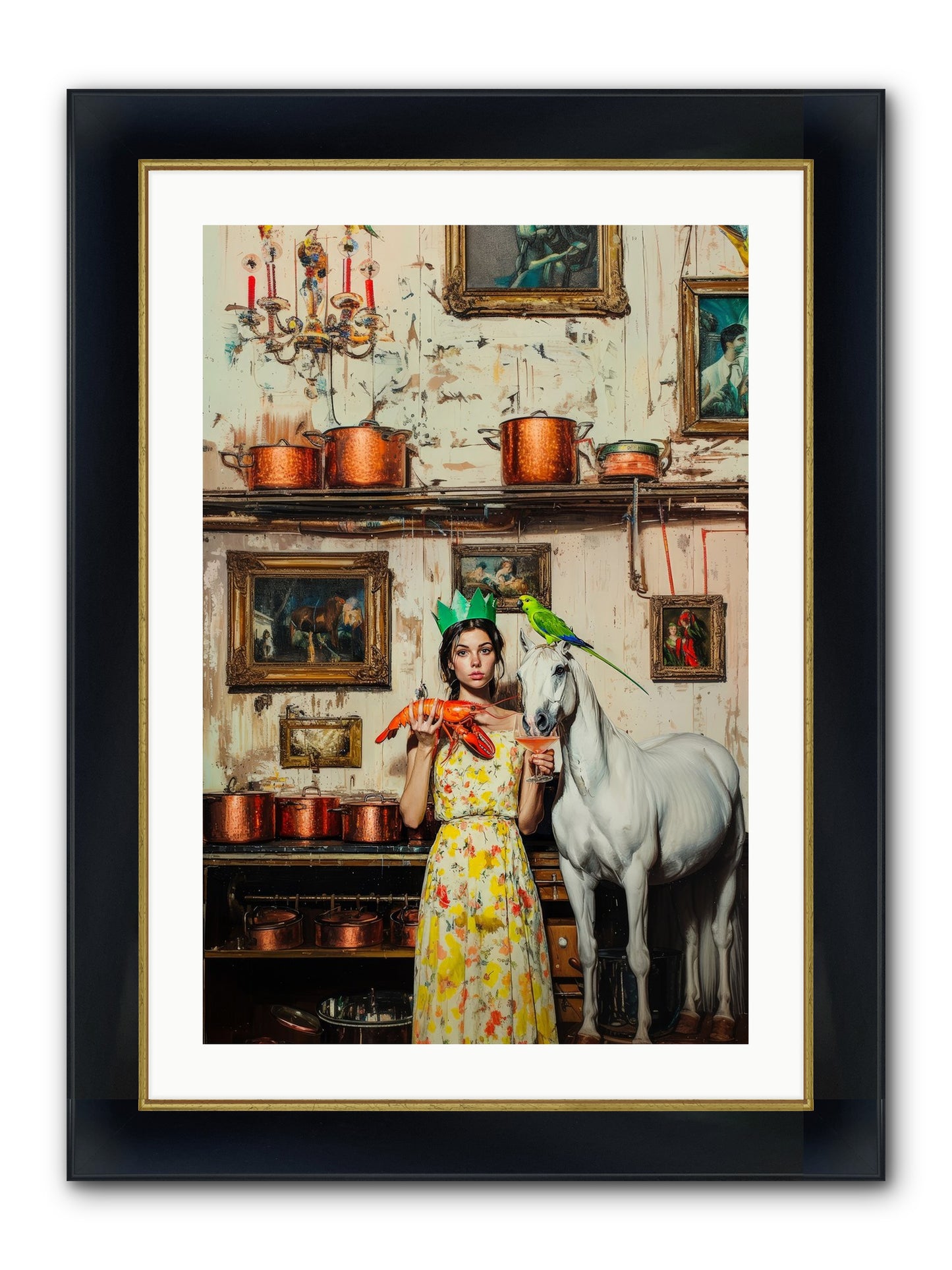 Lady Clementine's Culinary Court Framed Print - Wide Black w/Gold 20x30