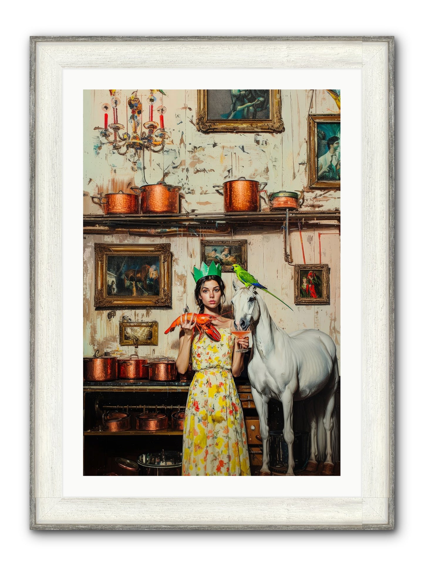 Lady Clementine's Culinary Court Framed Print - Driftwood White 24x36