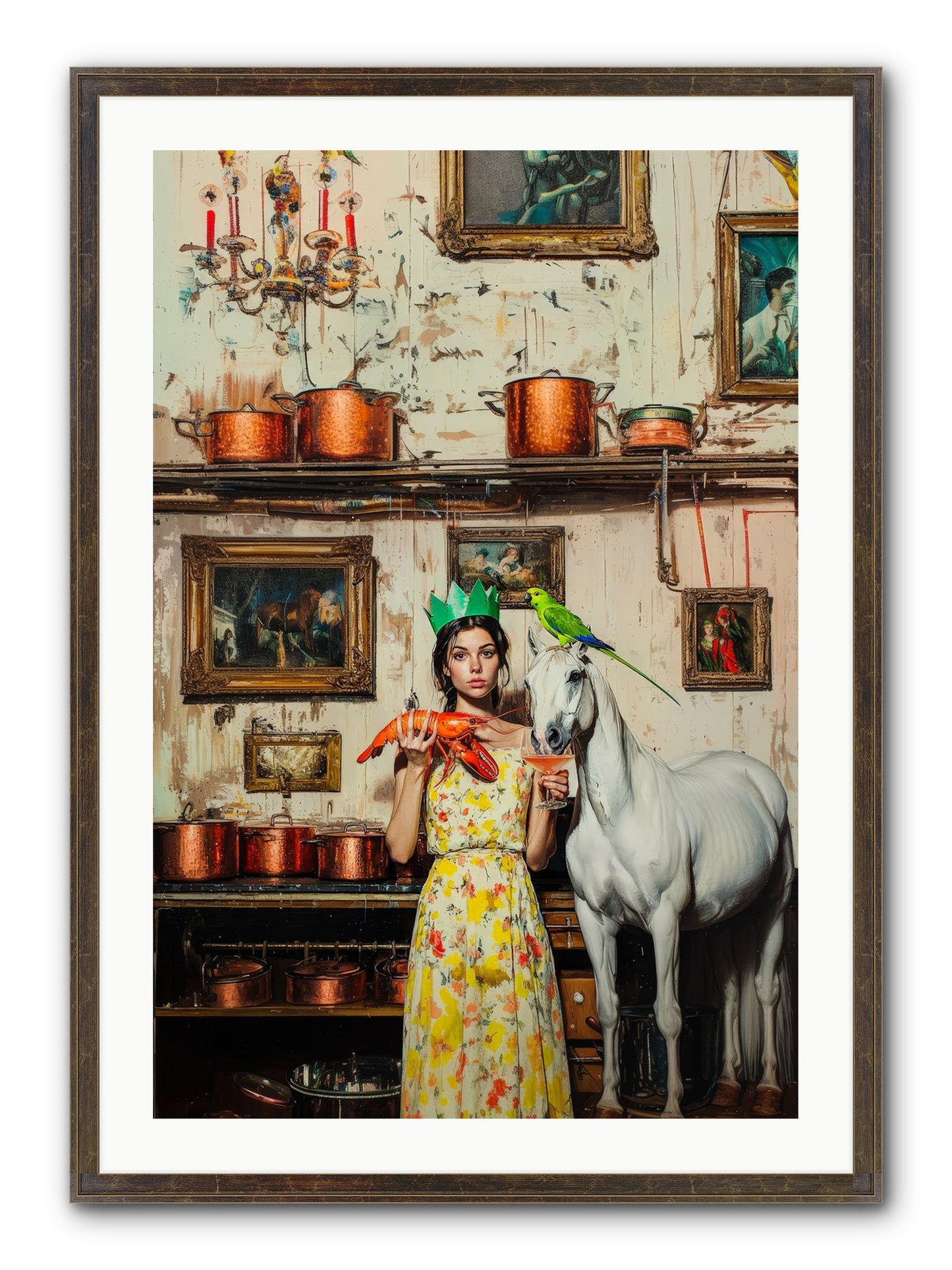 Lady Clementine's Culinary Court Framed Print - Slimwoods Black/Gold 24x36