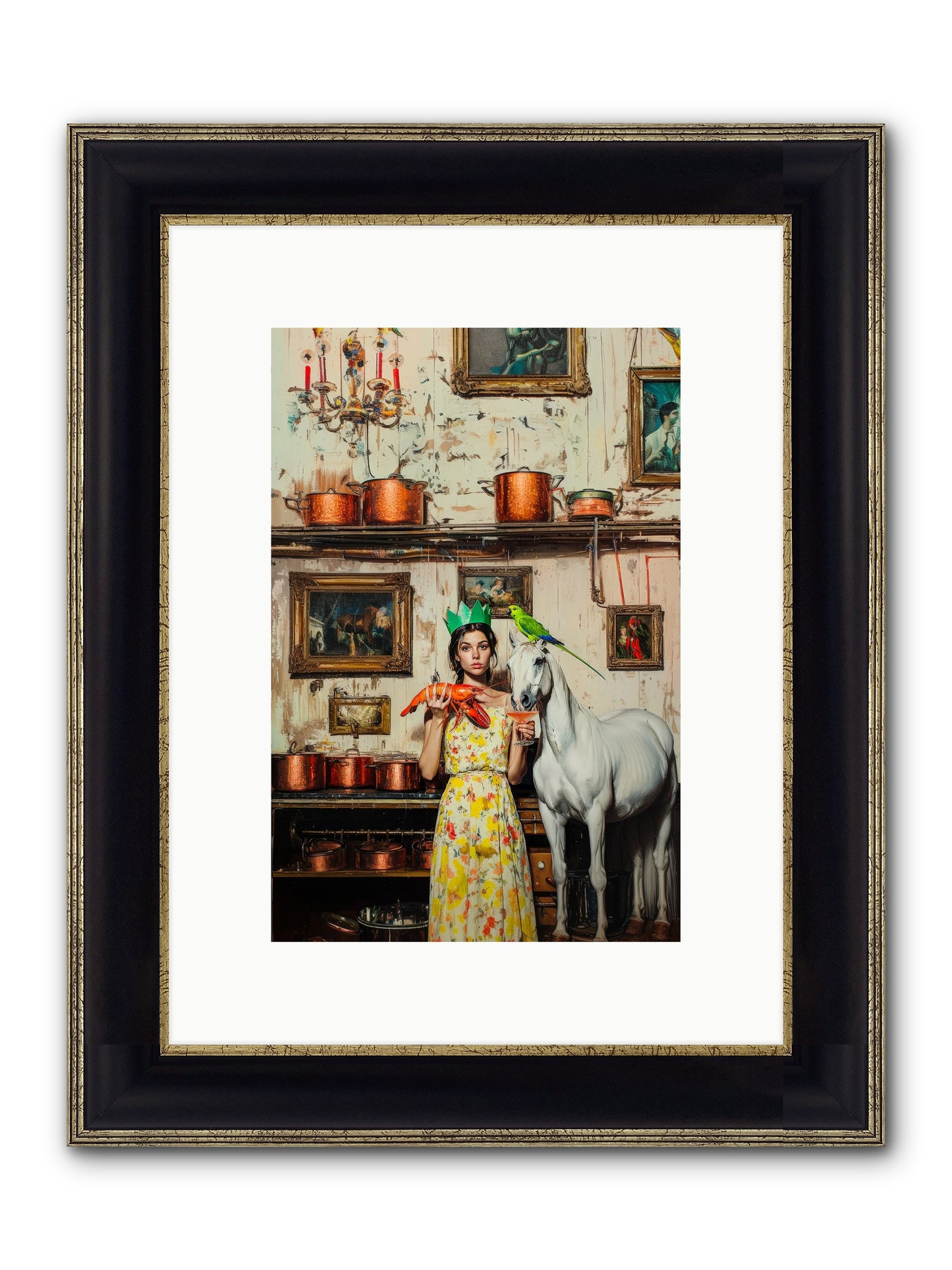 Lady Clementine's Culinary Court Framed Print - Black & Gold 8x12