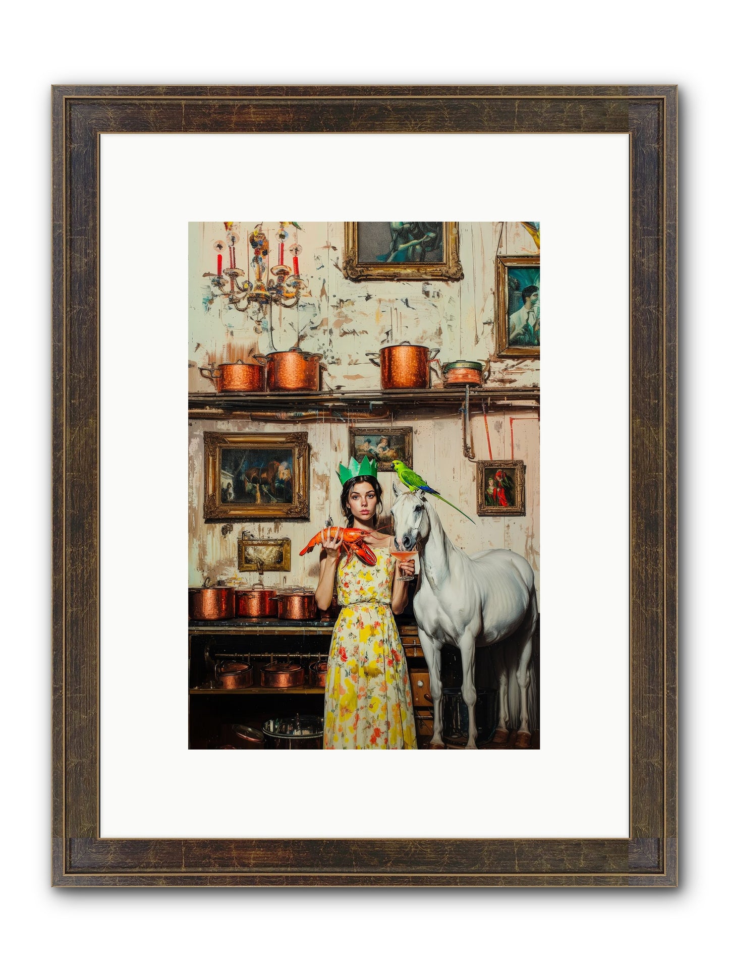 Lady Clementine's Culinary Court Framed Print - Slimwoods Black/Gold 8x12