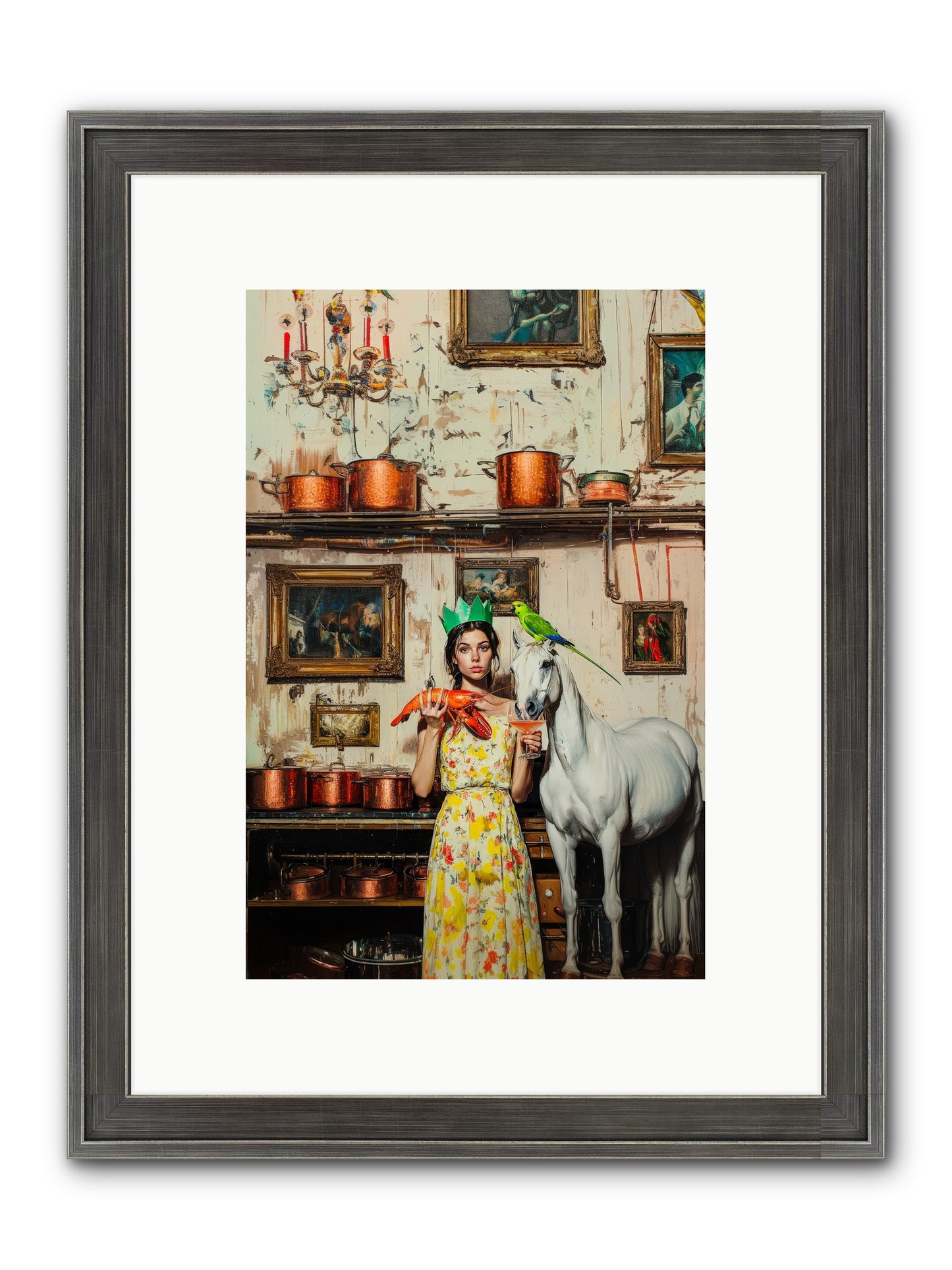 Lady Clementine's Culinary Court Framed Print - Slimwoods Black/Silver 8x12