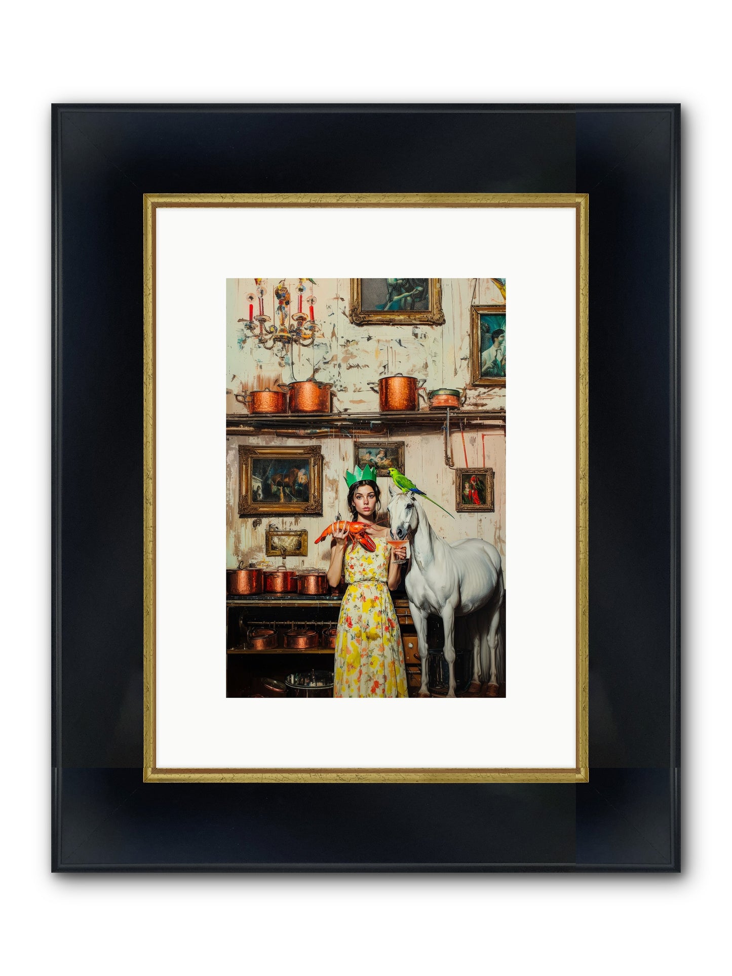 Lady Clementine's Culinary Court Framed Print - Wide Black w/Gold 8x12