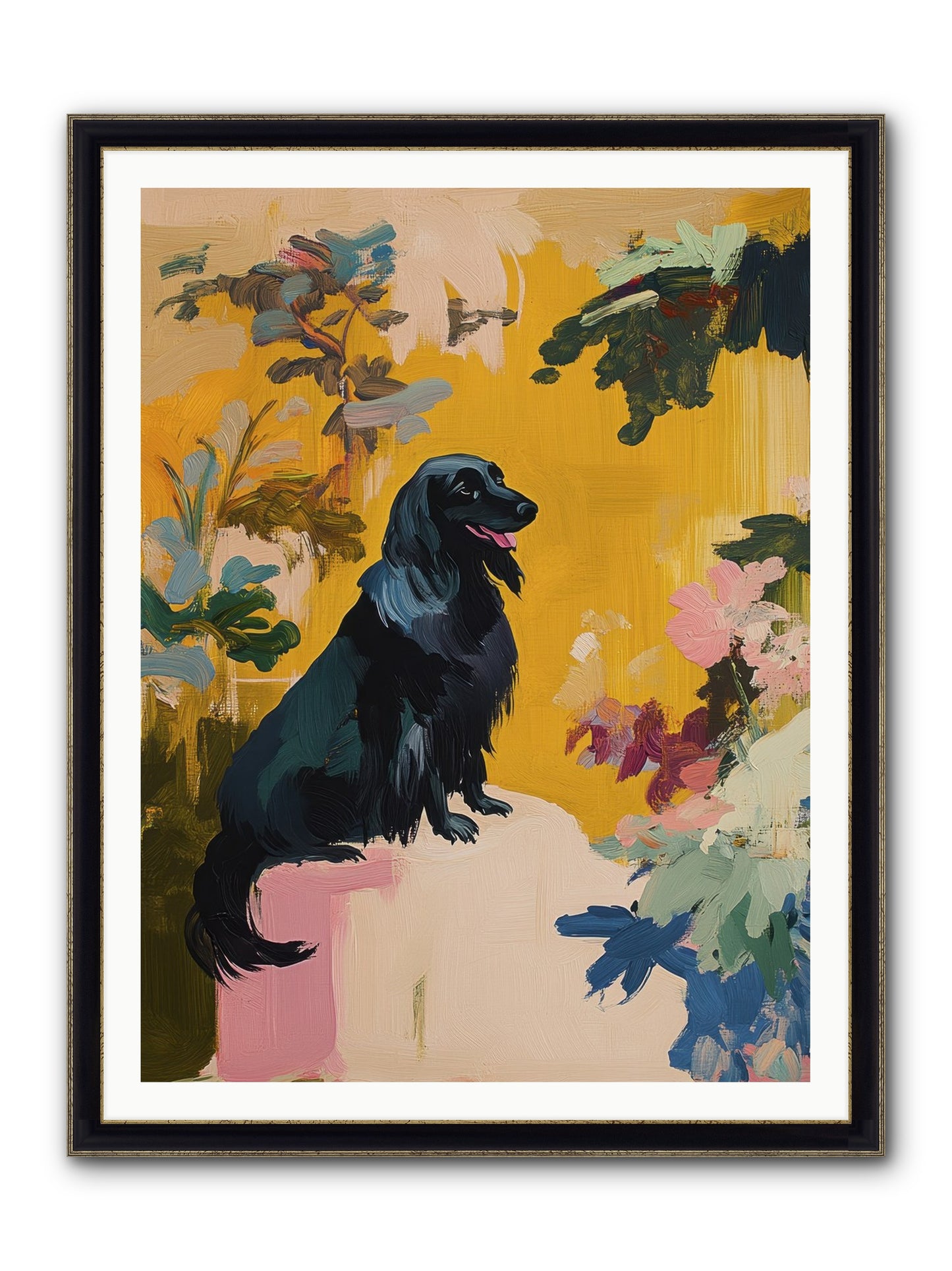 Lady Fern Framed Print - Black & Gold 36x48
