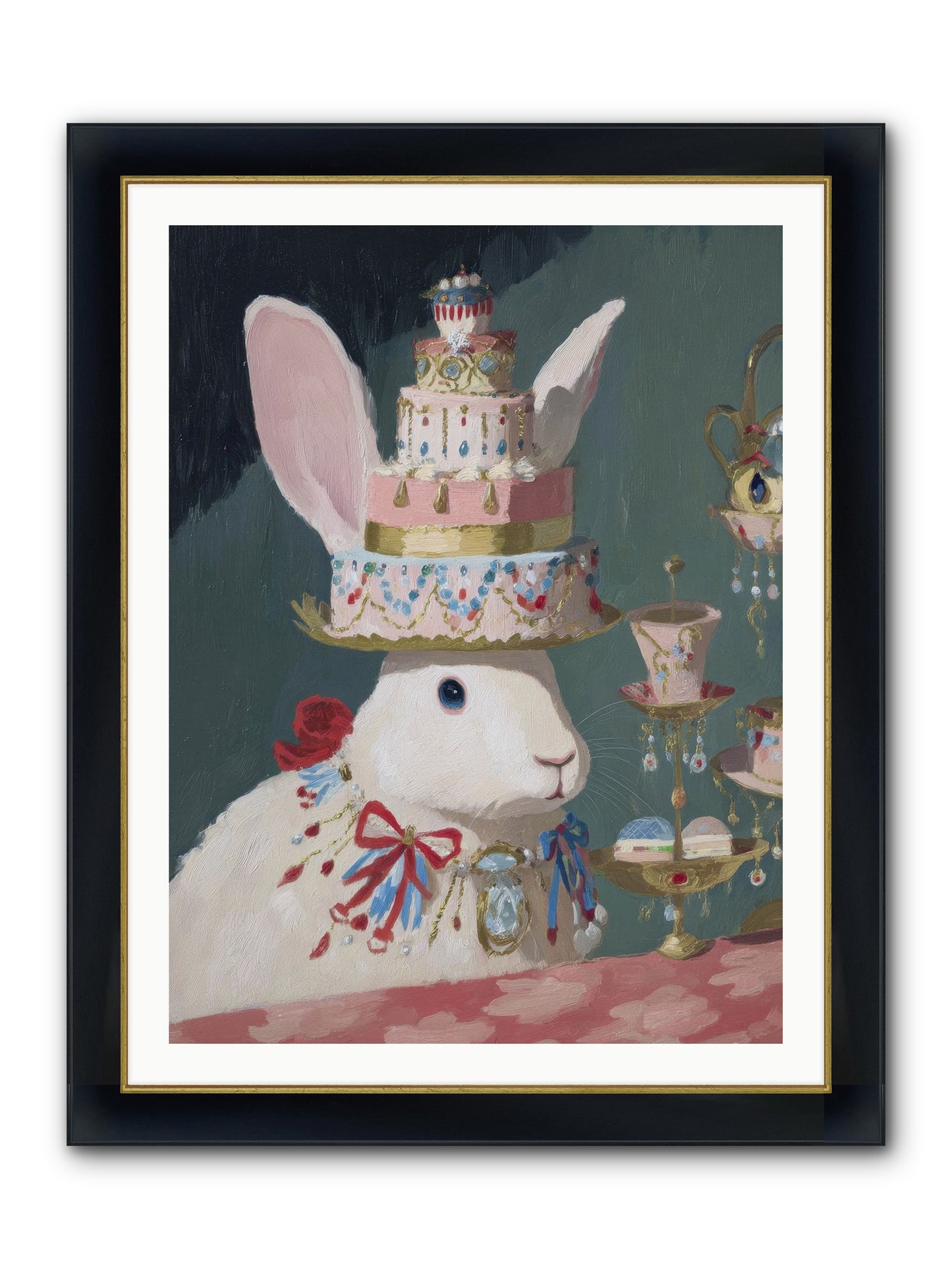 Lady Lace And Frosting Framed Print - Wide Black w/Gold 30x40
