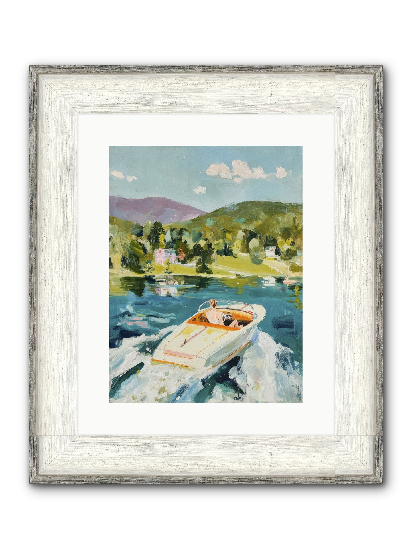 Lake Adventures Framed Print - Driftwood White 12x16