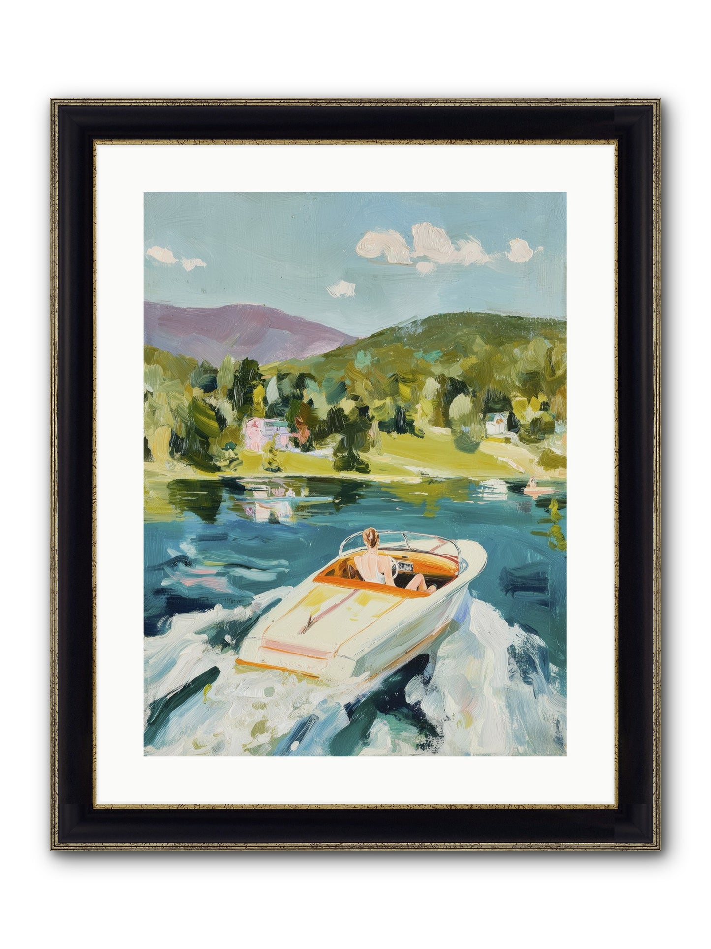 Lake Adventures Framed Print - Black & Gold 18x24