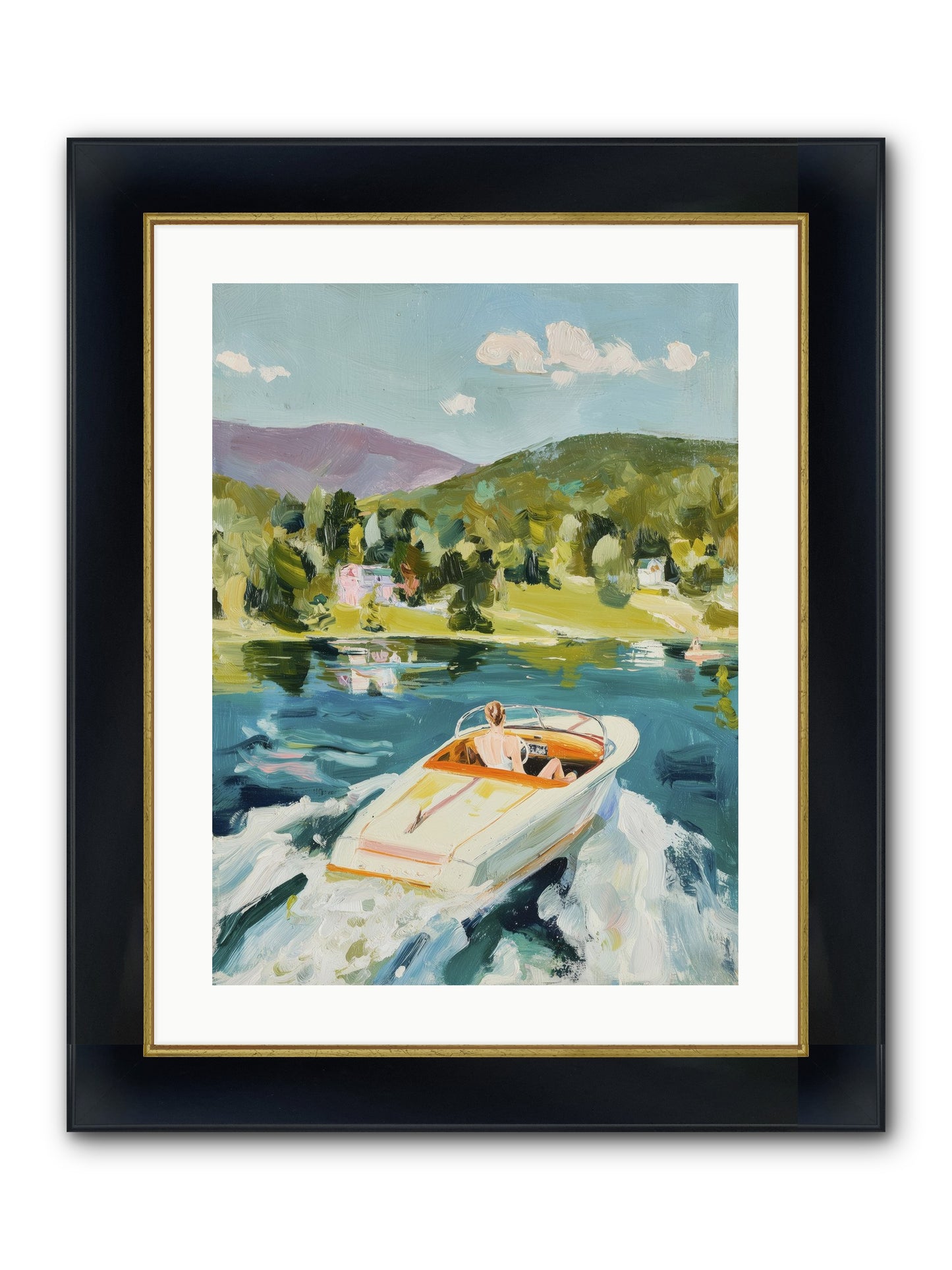 Lake Adventures Framed Print - Wide Black w/Gold 18x24