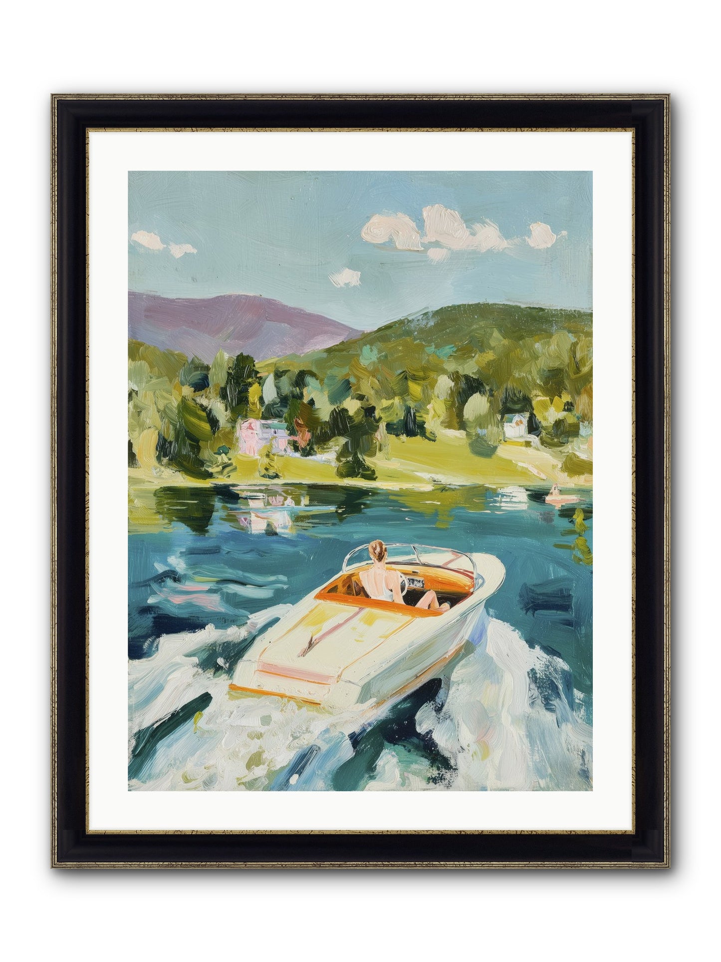 Lake Adventures Framed Print - Black & Gold 24x32