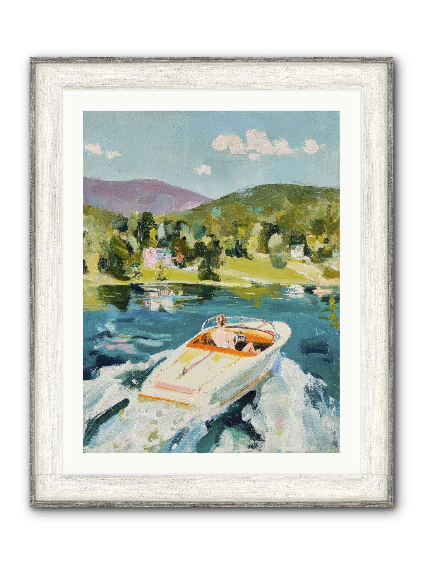 Lake Adventures Framed Print - Driftwood White 24x32