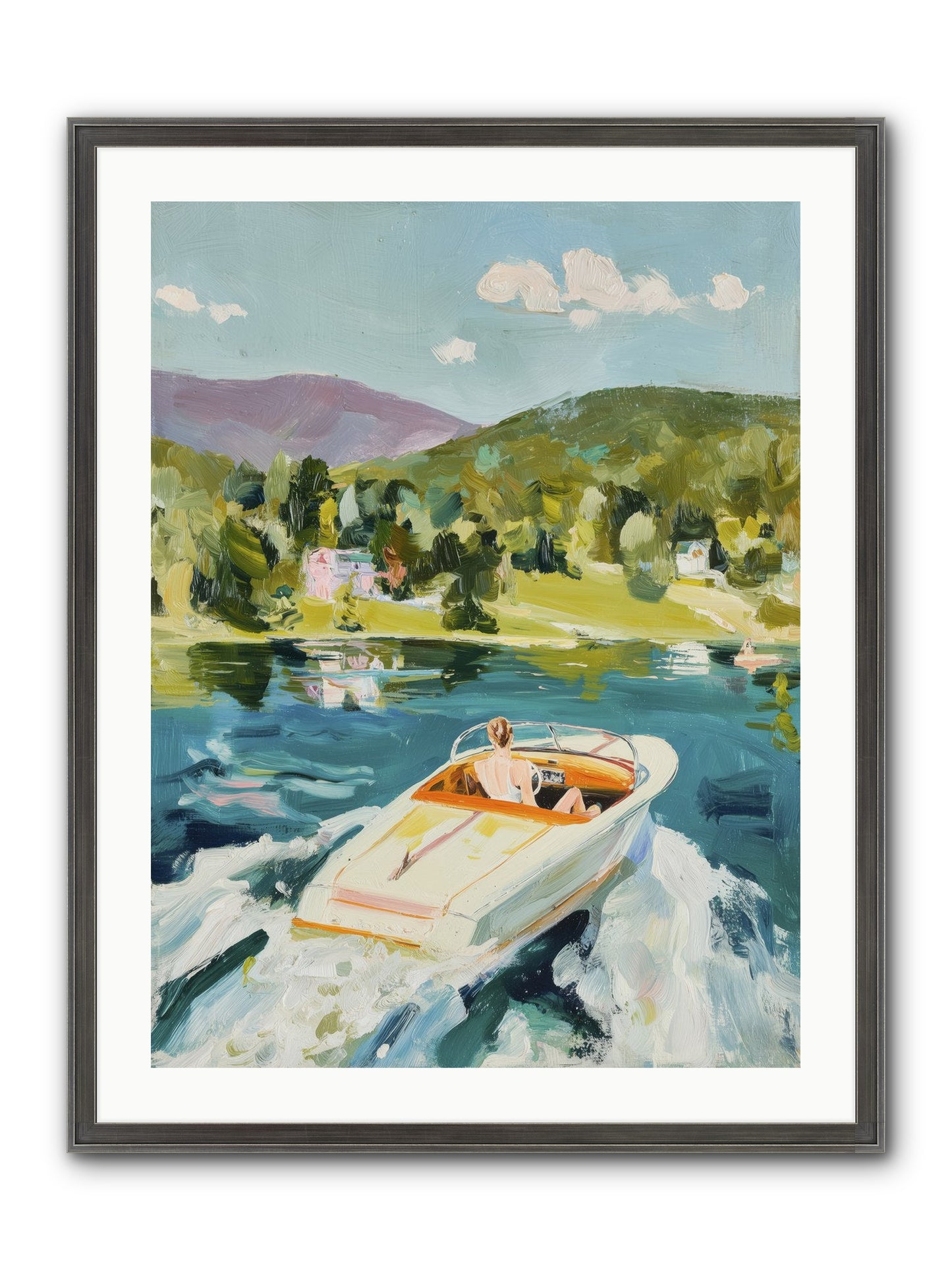 Lake Adventures Framed Print - Slimwoods Black/Silver 24x32