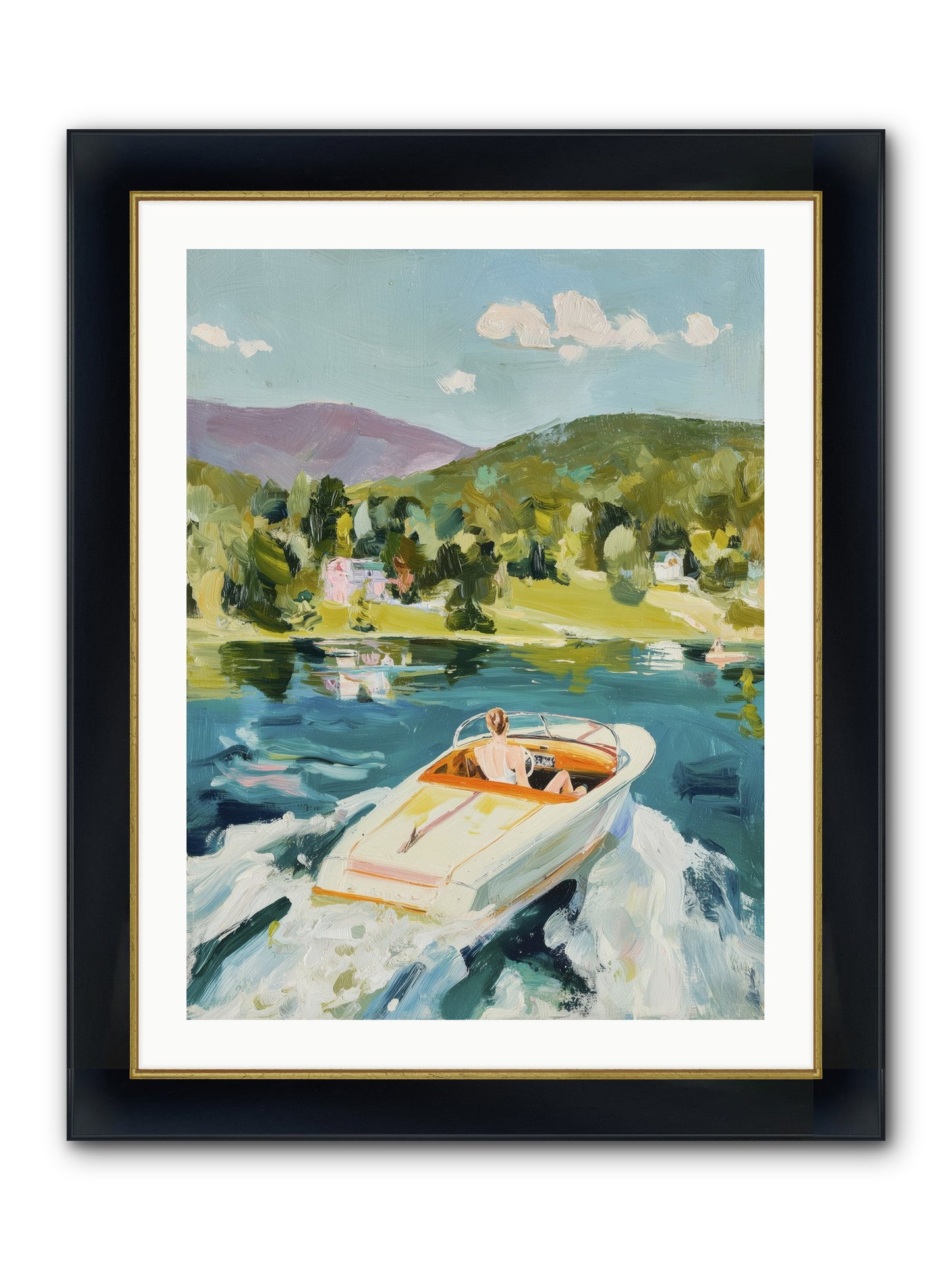 Lake Adventures Framed Print - Wide Black w/Gold 24x32