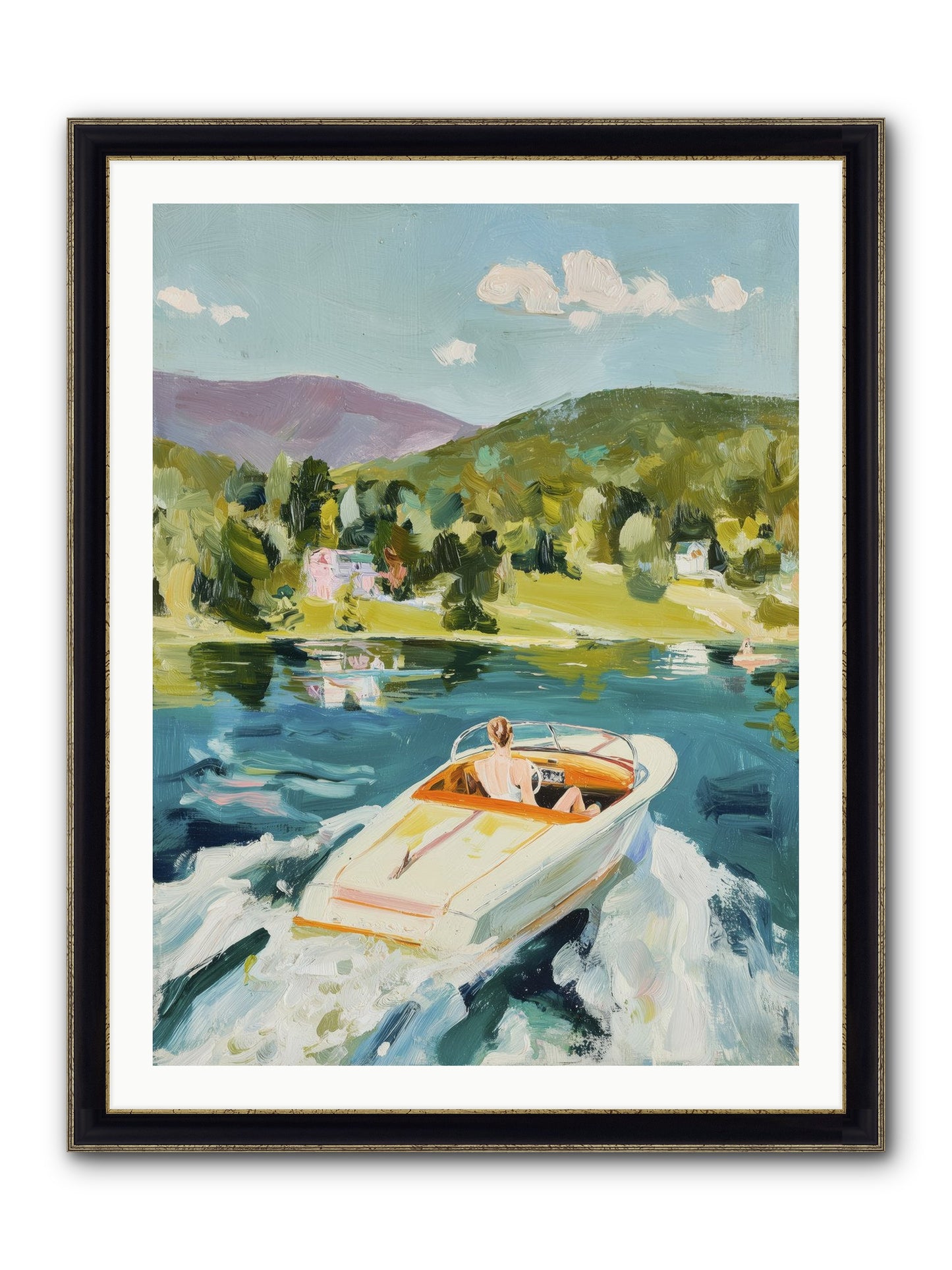Lake Adventures Framed Print - Black & Gold 30x40