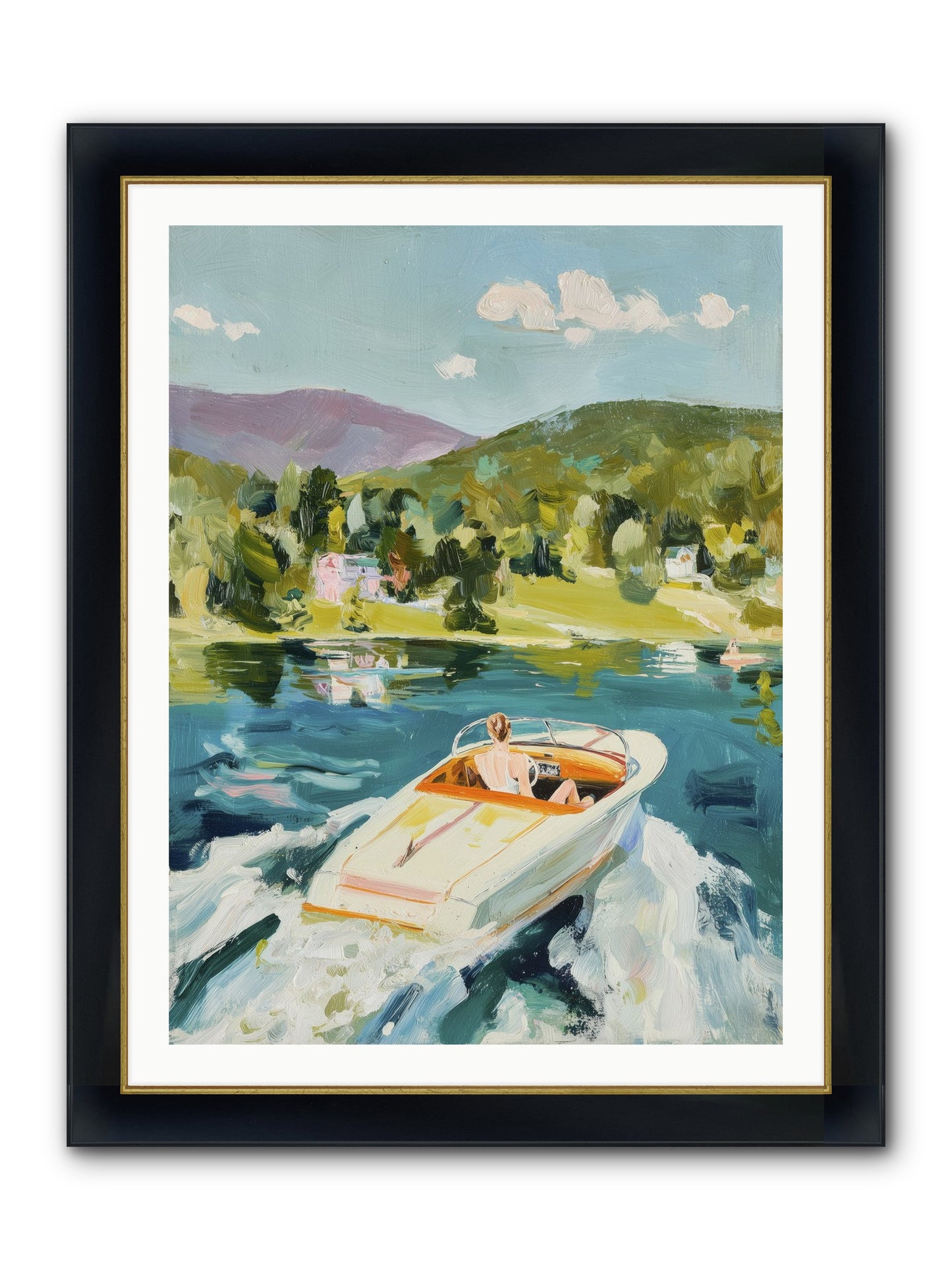 Lake Adventures Framed Print - Wide Black w/Gold 30x40