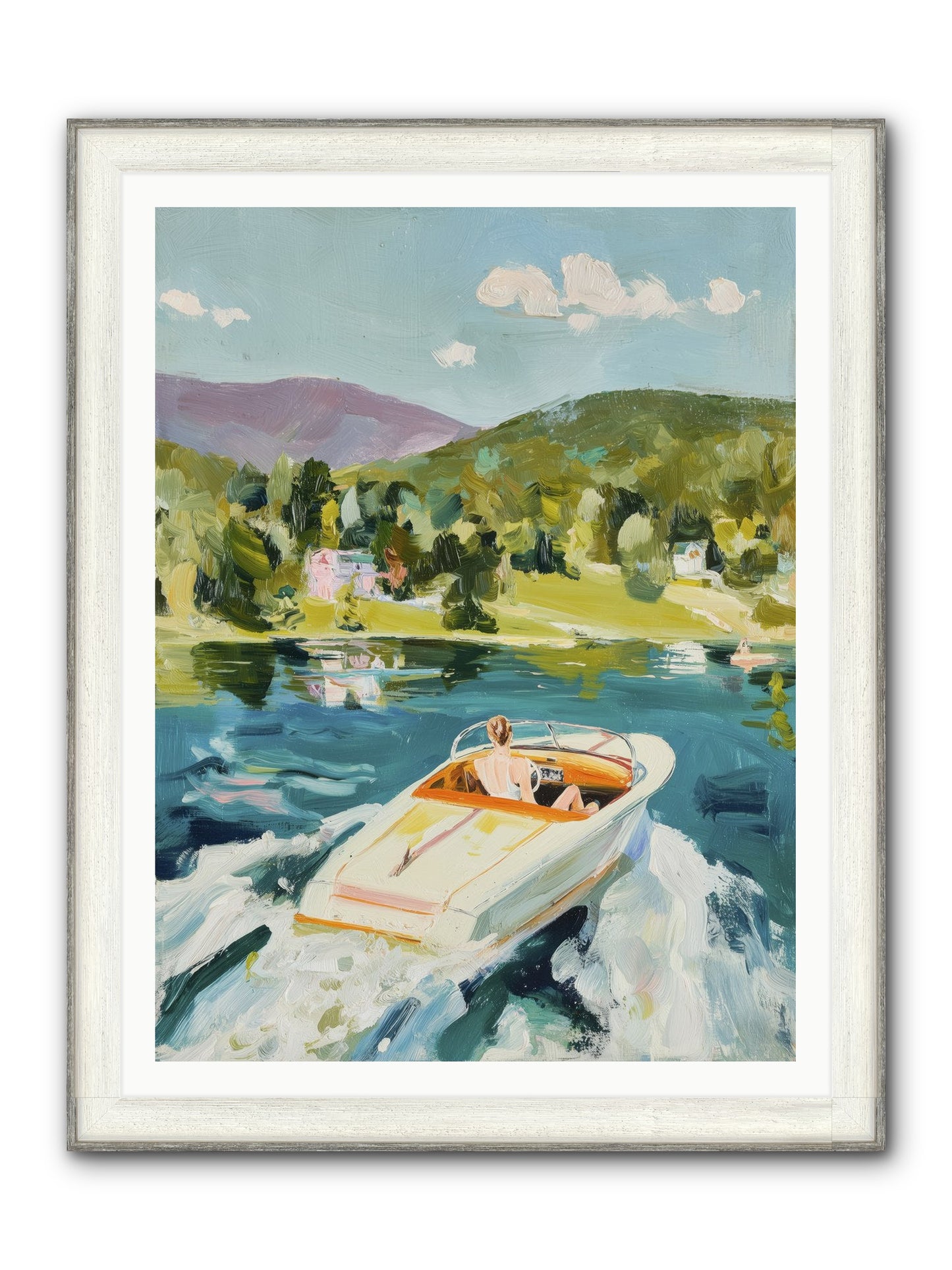 Lake Adventures Framed Print - Driftwood White 36x48
