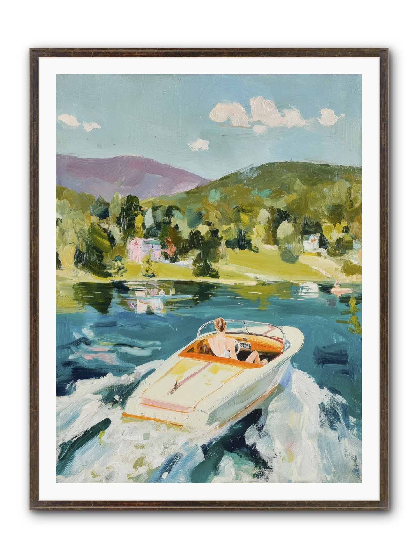 Lake Adventures Framed Print - Slimwoods Black/Gold 36x48
