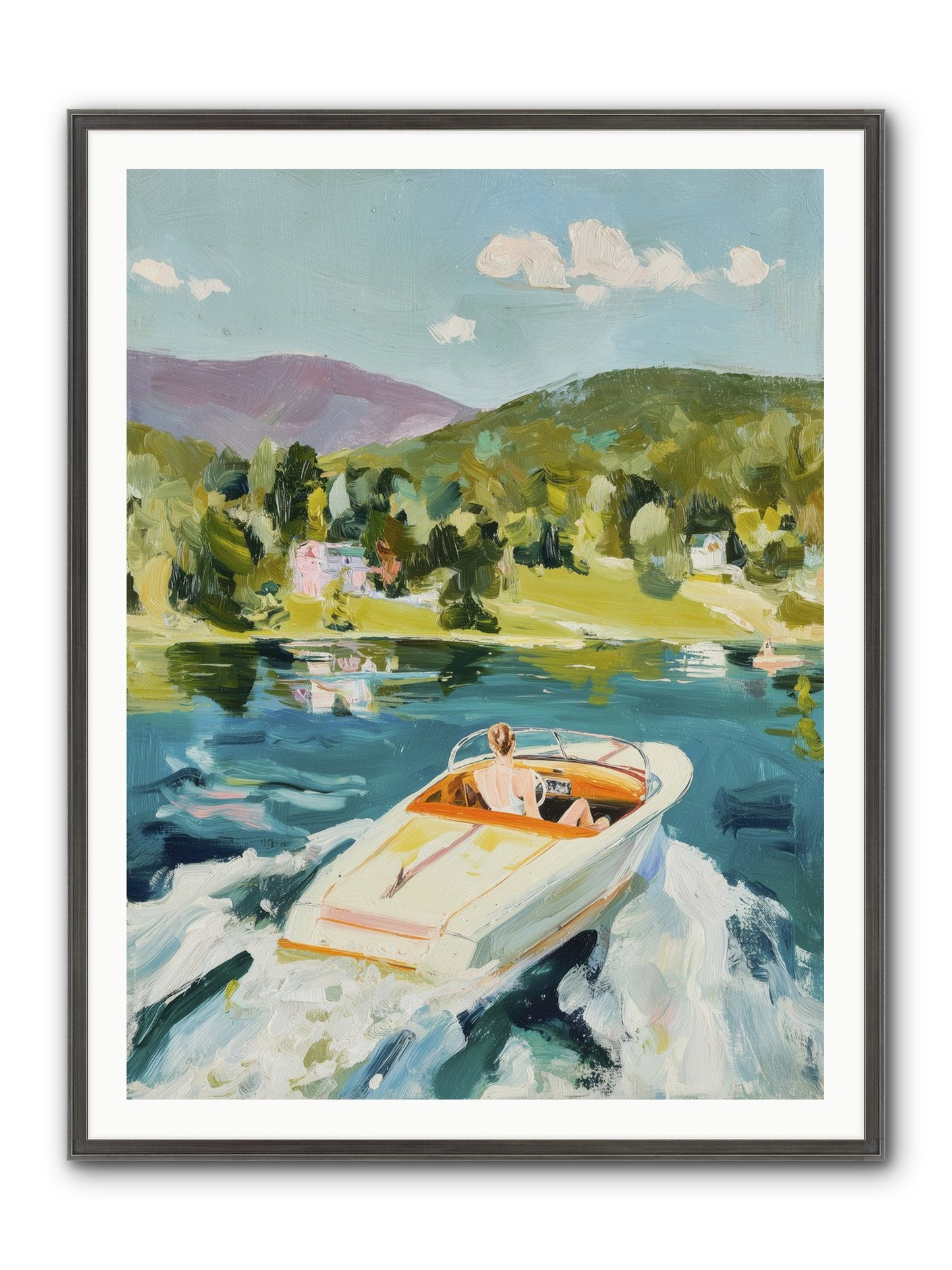 Lake Adventures Framed Print - Slimwoods Black/Silver 36x48