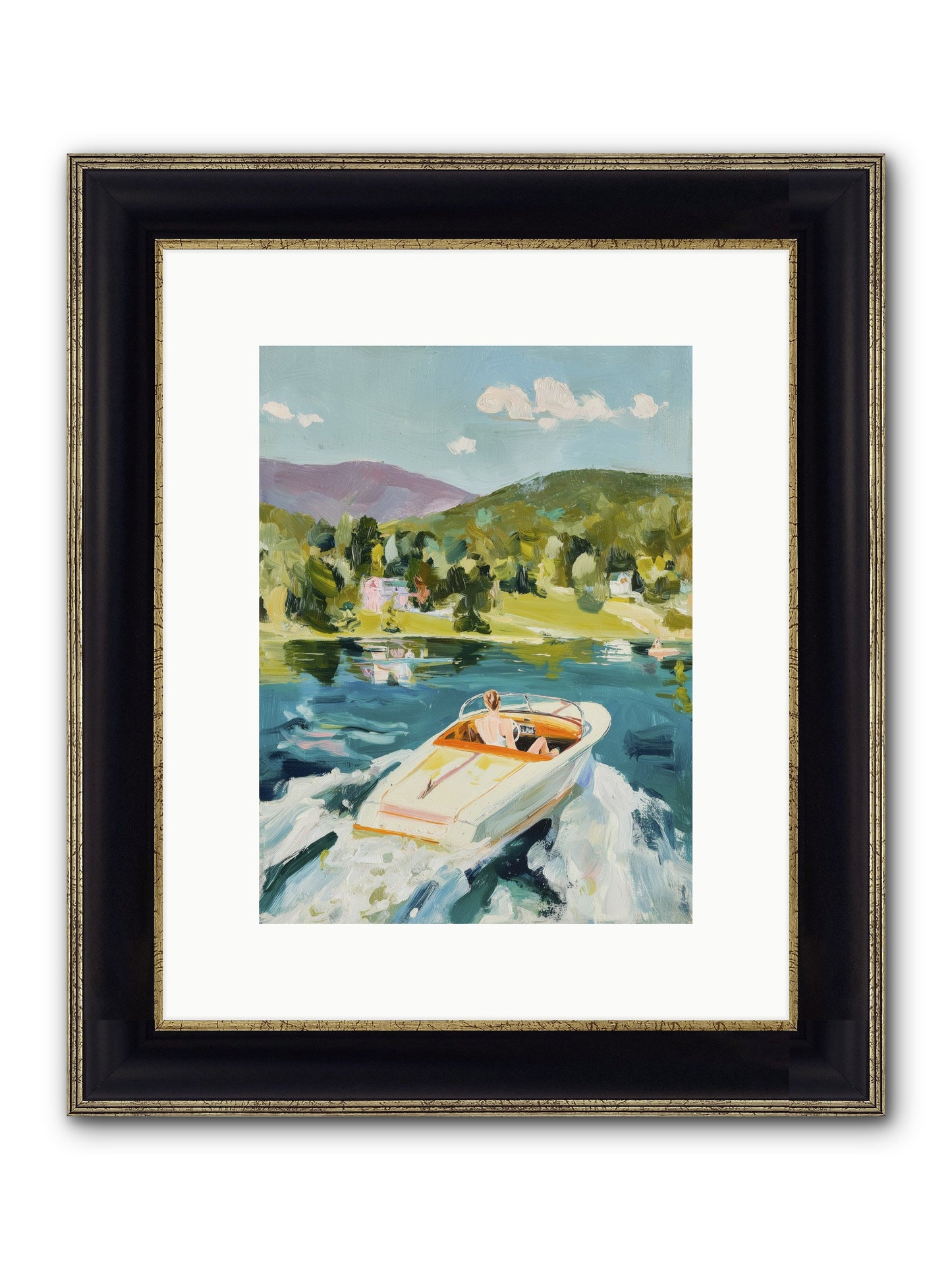 Lake Adventures Framed Print - Black & Gold 9x12