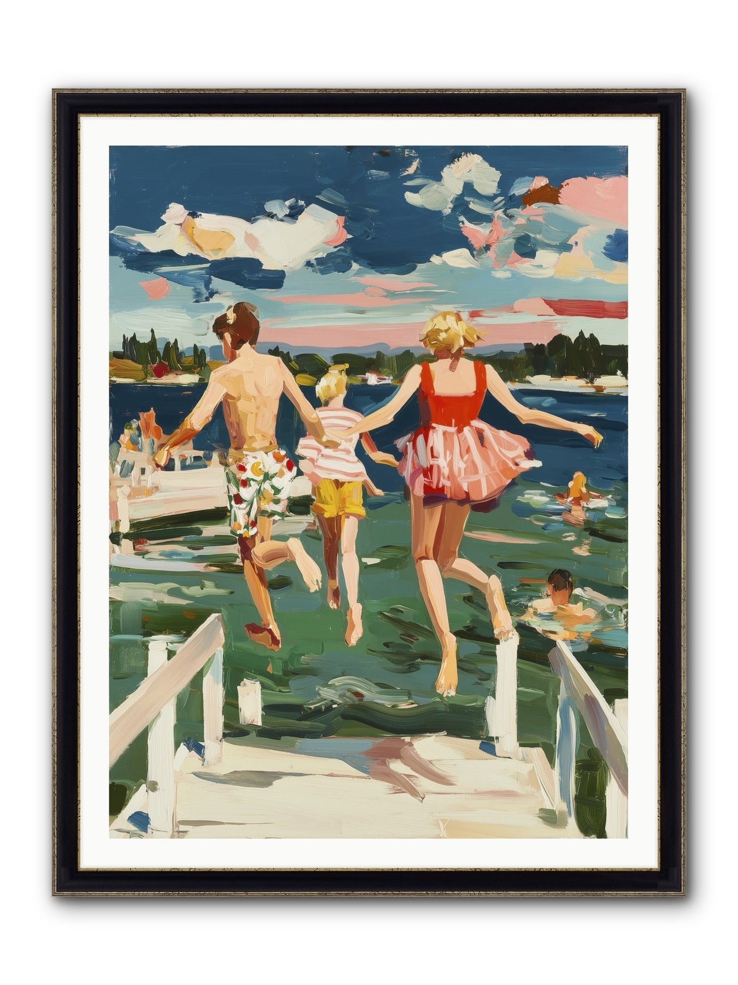 Lake Legends Framed Print - Black & Gold 36x48