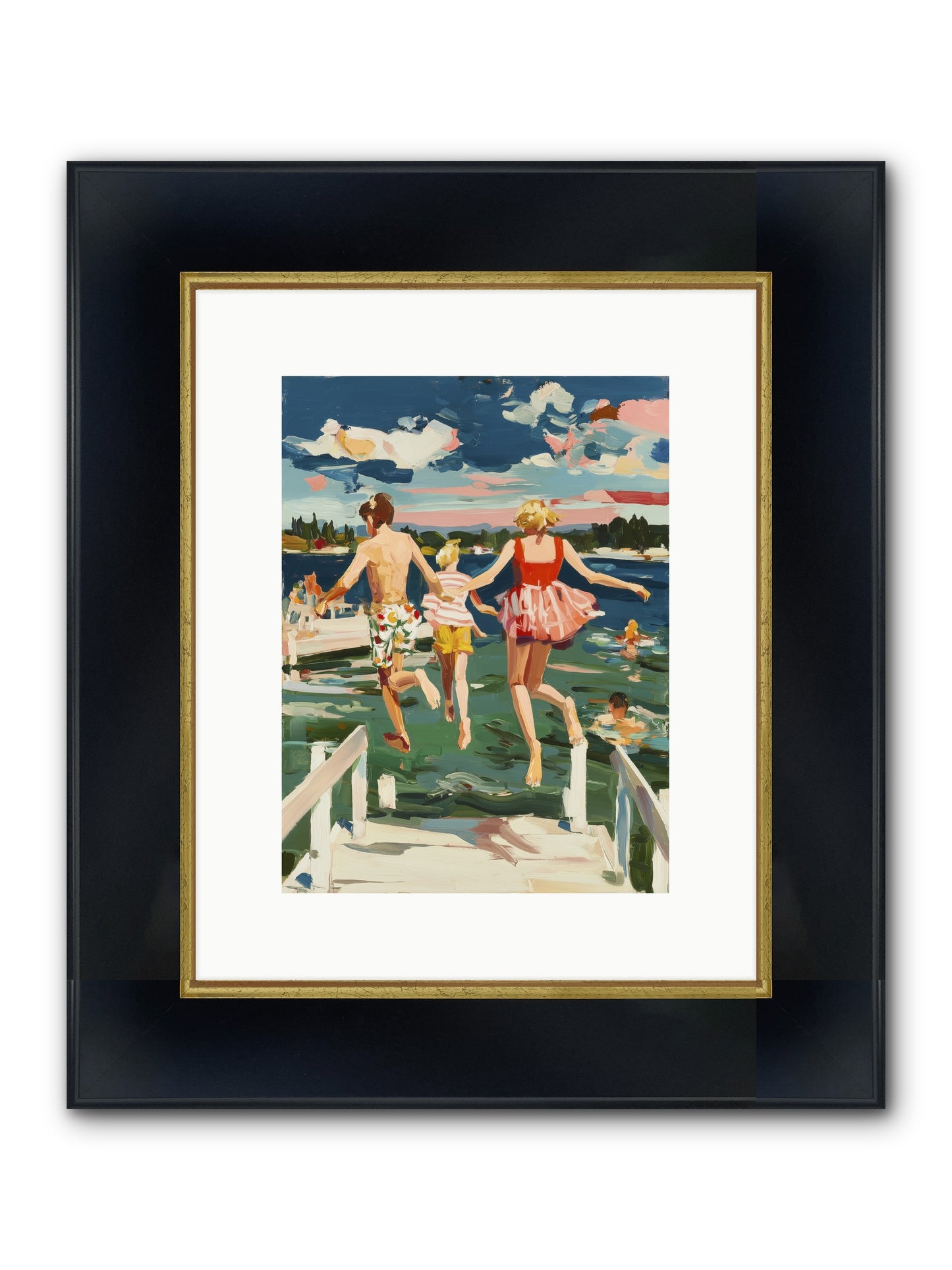 Lake Legends Framed Print - Wide Black w/Gold 9x12