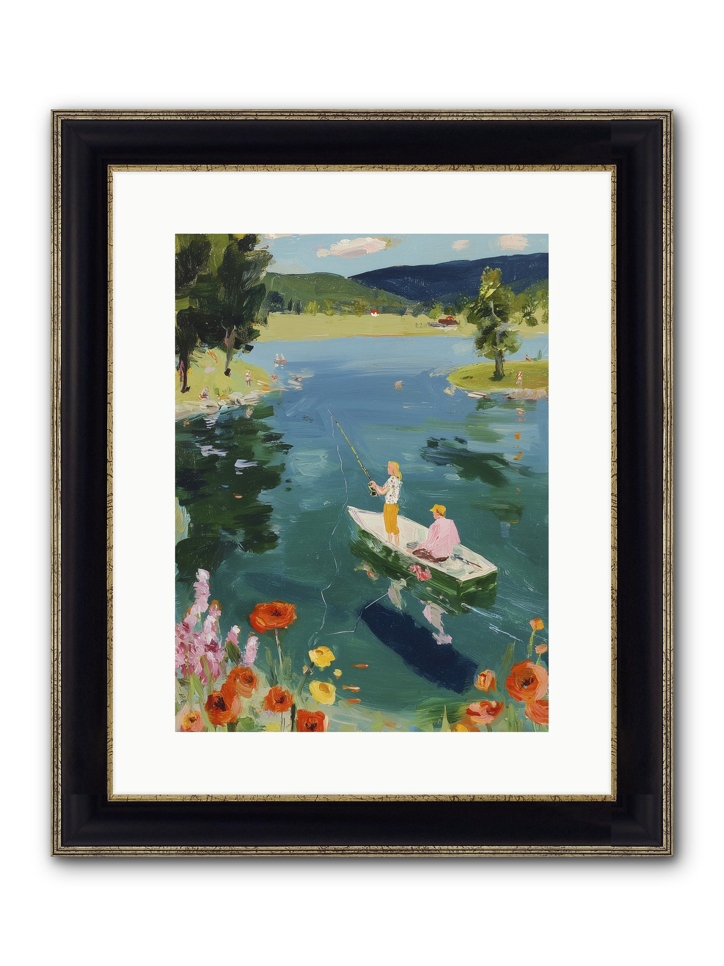 Lake Life Legacy Framed Print - Black & Gold 12x16