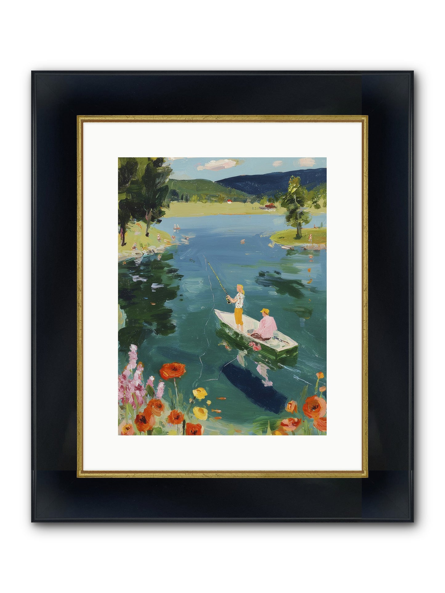 Lake Life Legacy Framed Print - Wide Black w/Gold 12x16