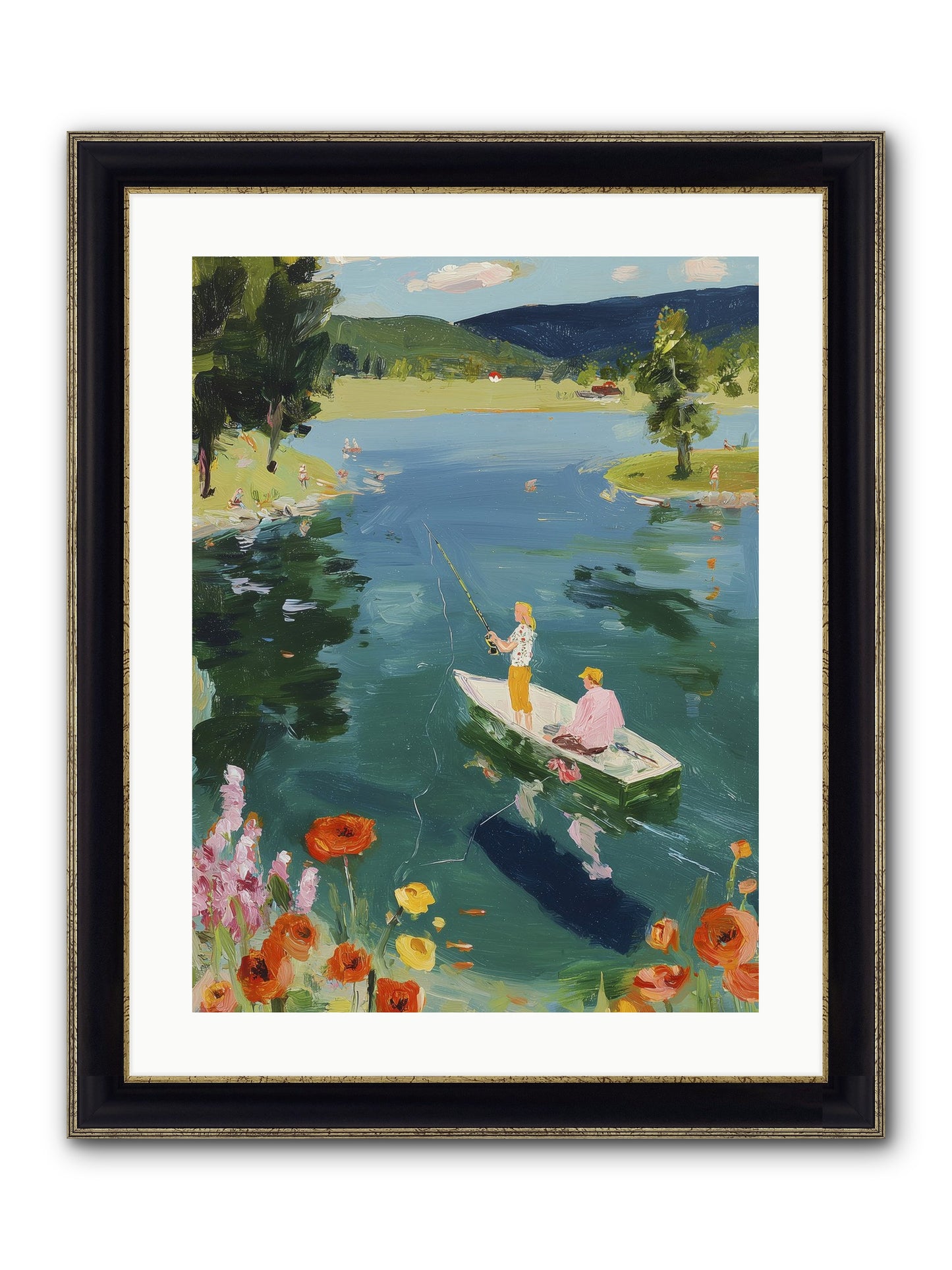 Lake Life Legacy Framed Print - Black & Gold 18x24