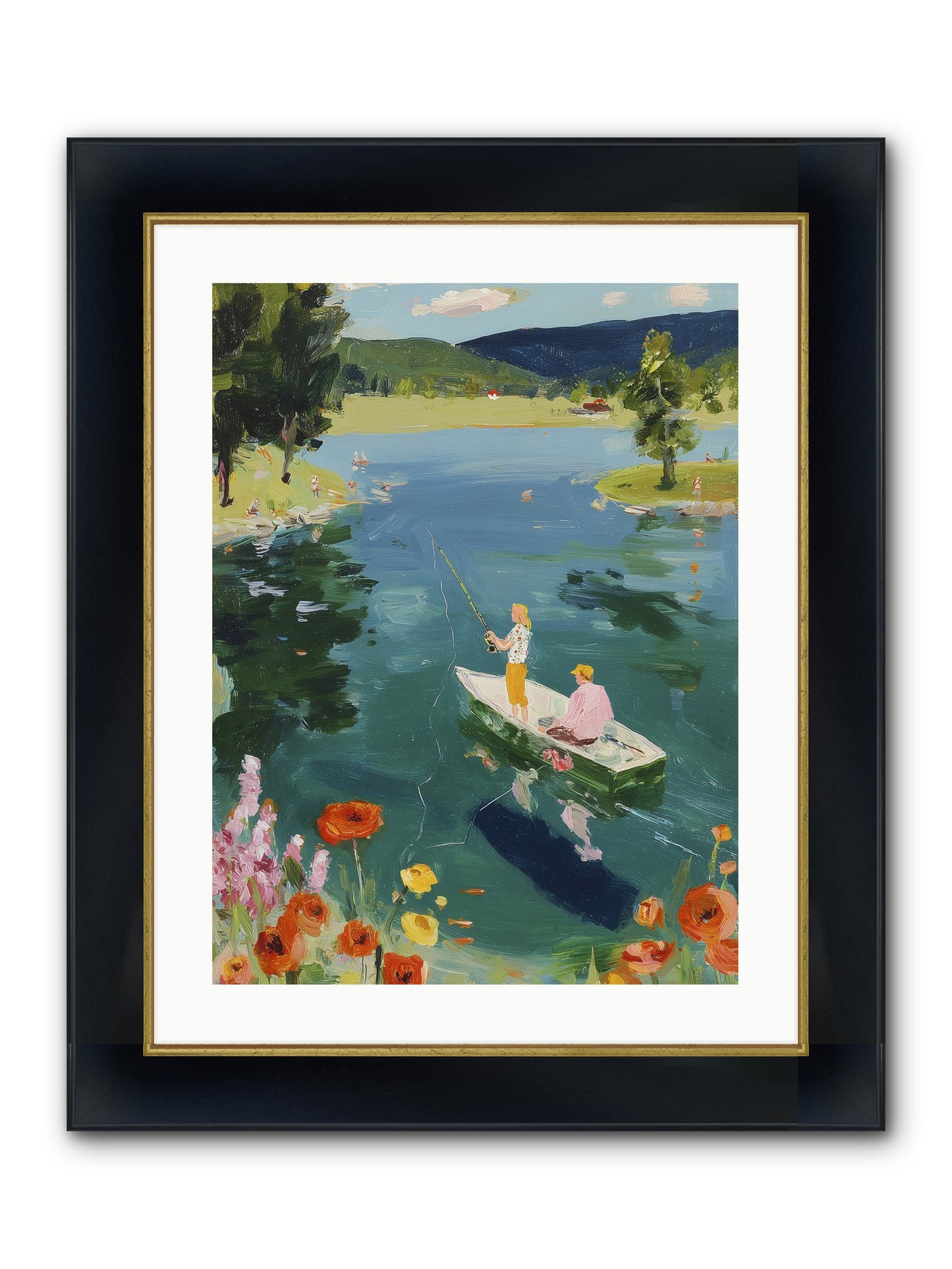 Lake Life Legacy Framed Print - Wide Black w/Gold 18x24