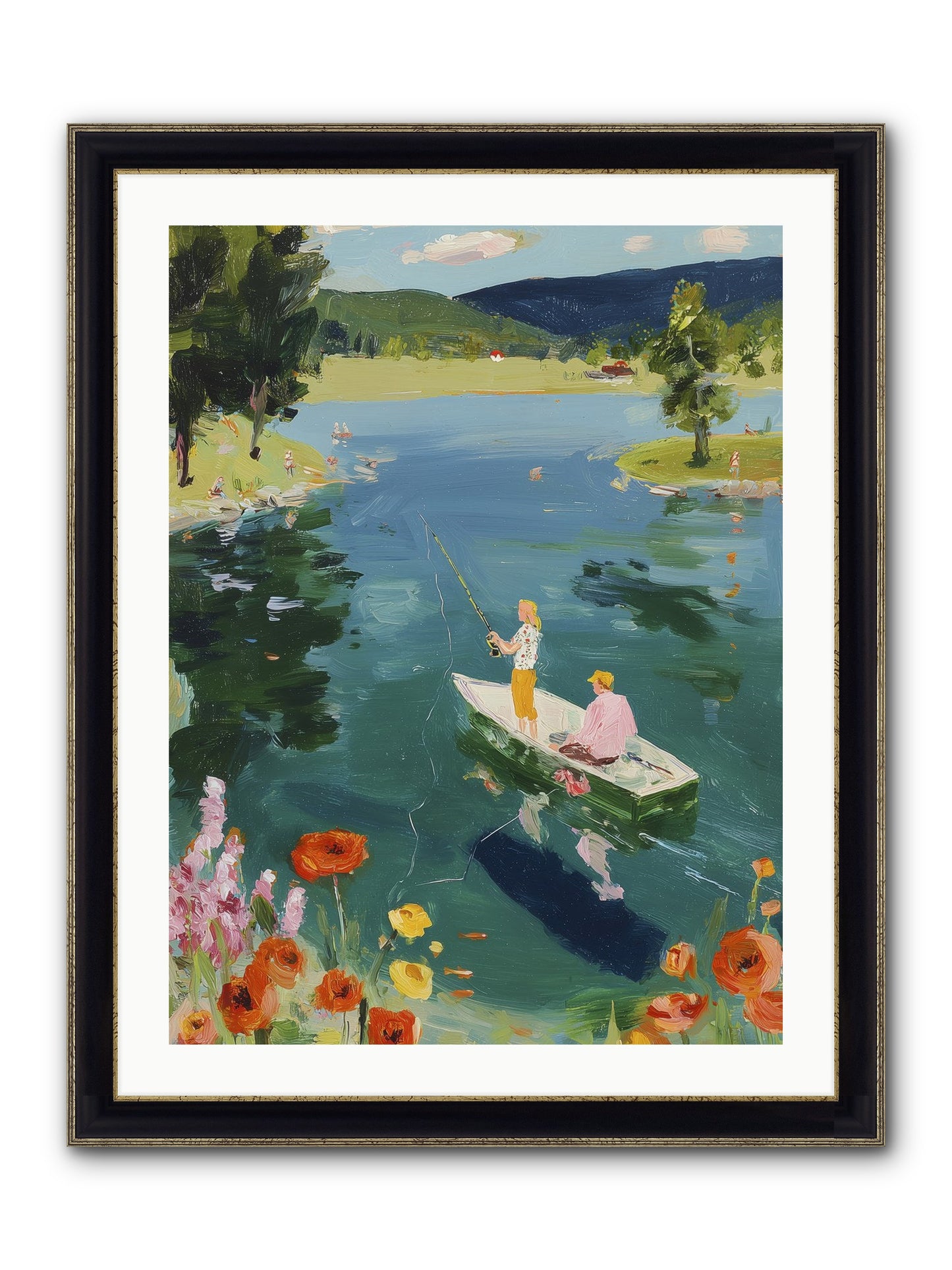 Lake Life Legacy Framed Print - Black & Gold 24x32