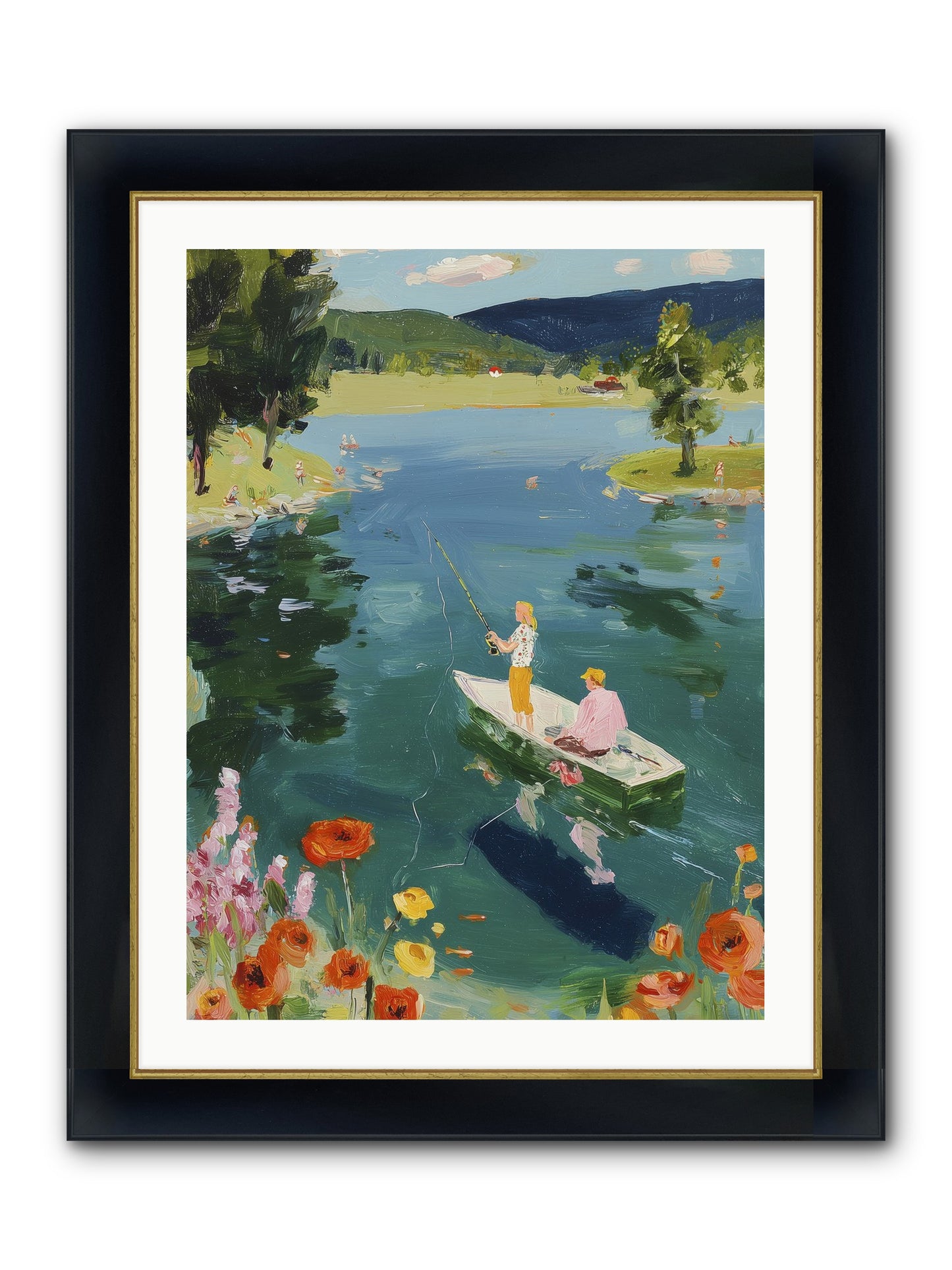 Lake Life Legacy Framed Print - Wide Black w/Gold 24x32