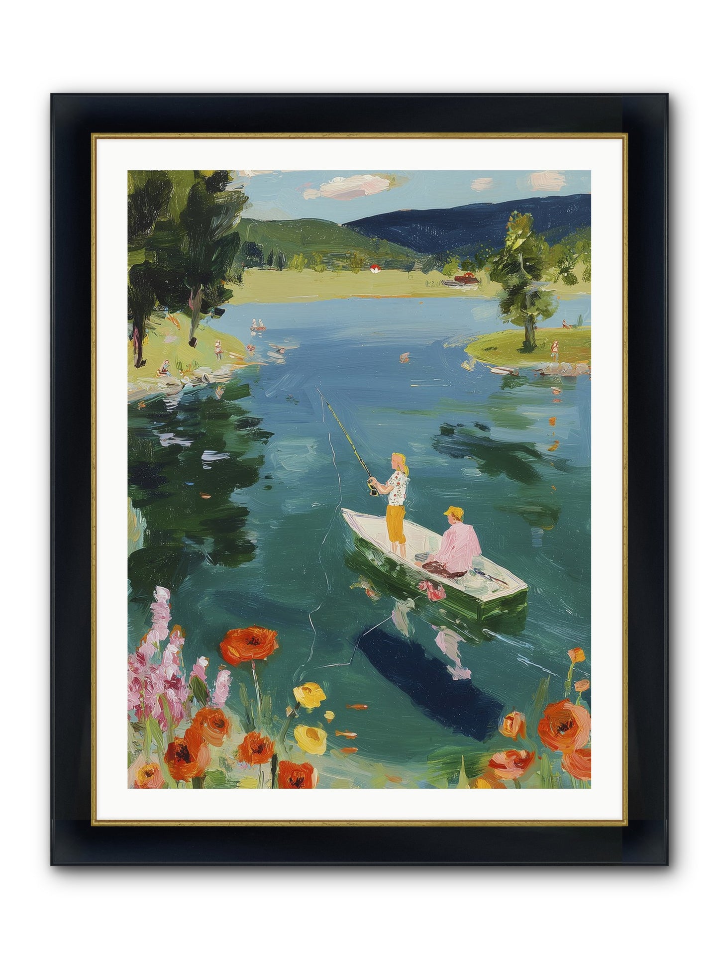 Lake Life Legacy Framed Print - Wide Black w/Gold 30x40