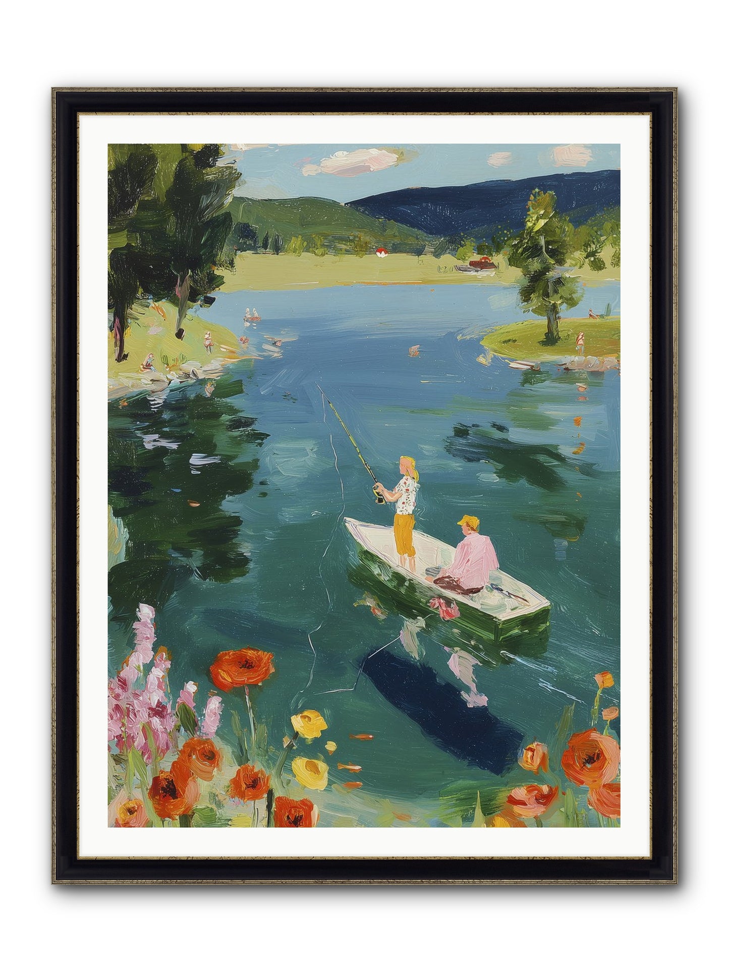 Lake Life Legacy Framed Print - Black & Gold 36x48