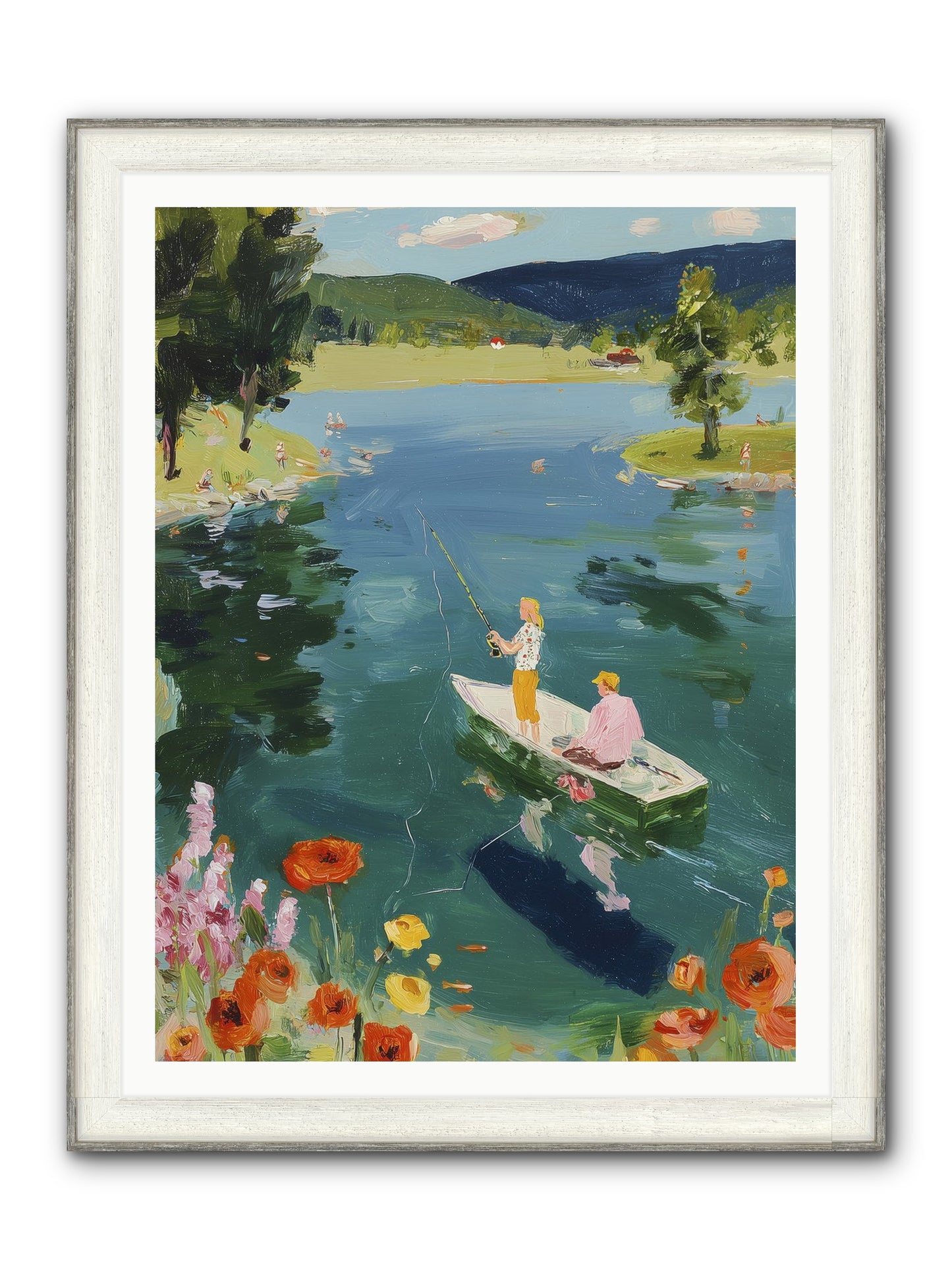 Lake Life Legacy Framed Print - Driftwood White 36x48