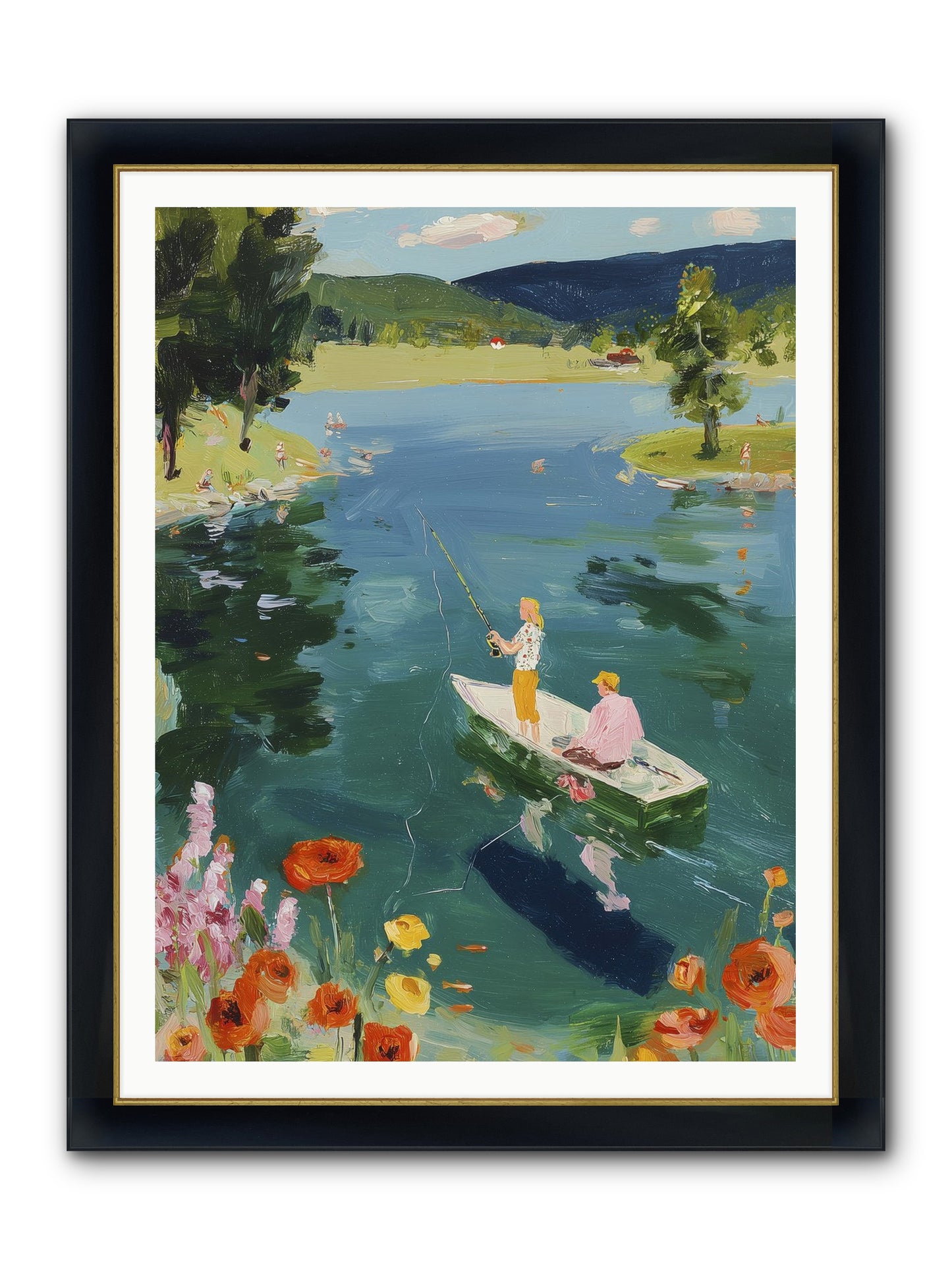 Lake Life Legacy Framed Print - Wide Black w/Gold 36x48