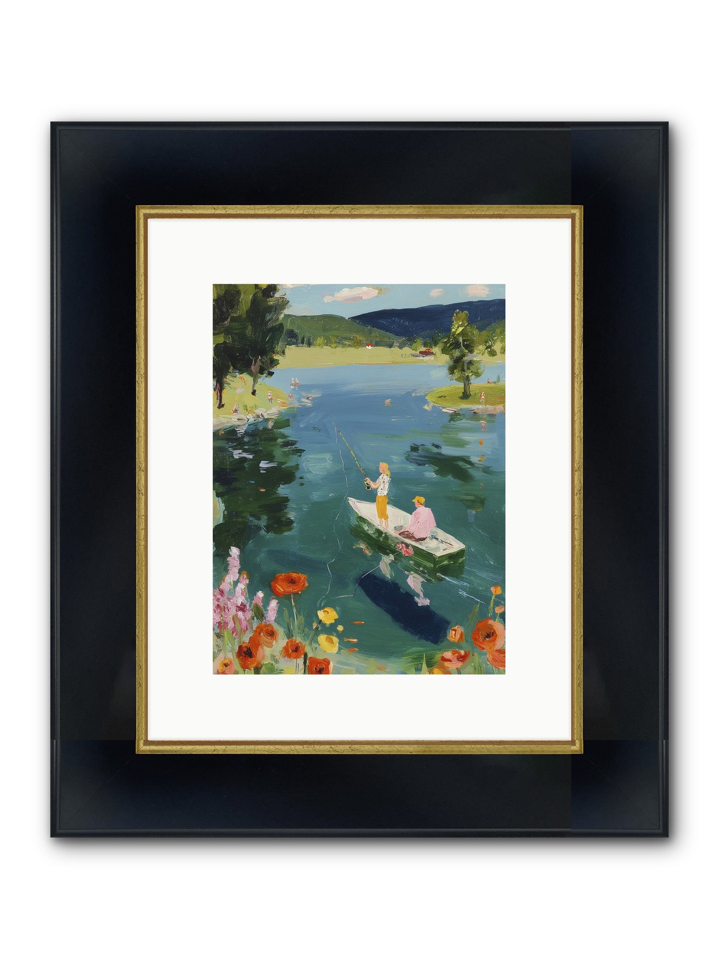 Lake Life Legacy Framed Print - Wide Black w/Gold 9x12
