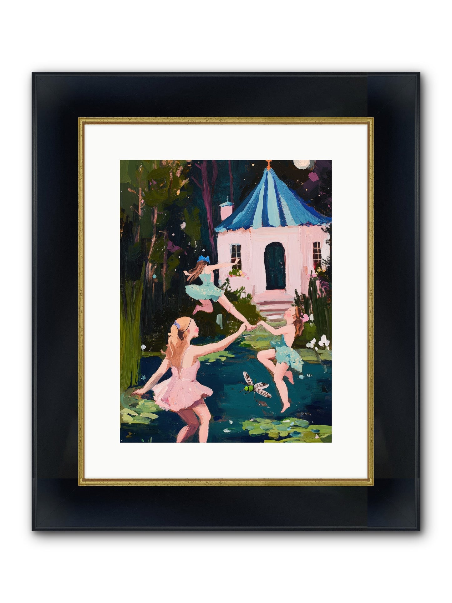 Lake Light Ending Framed Print - Wide Black w/Gold 12x16
