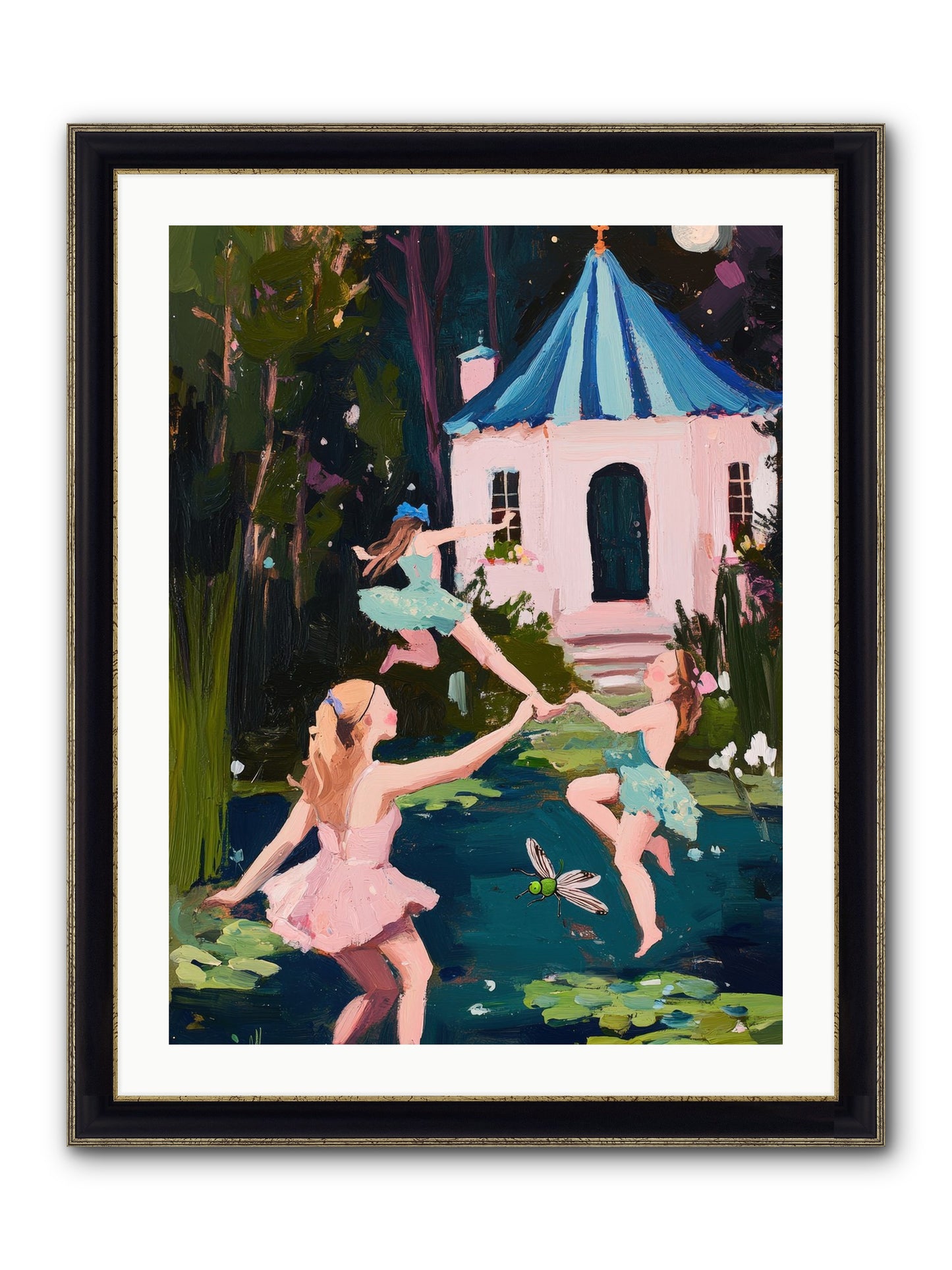 Lake Light Ending Framed Print - Black & Gold 24x32