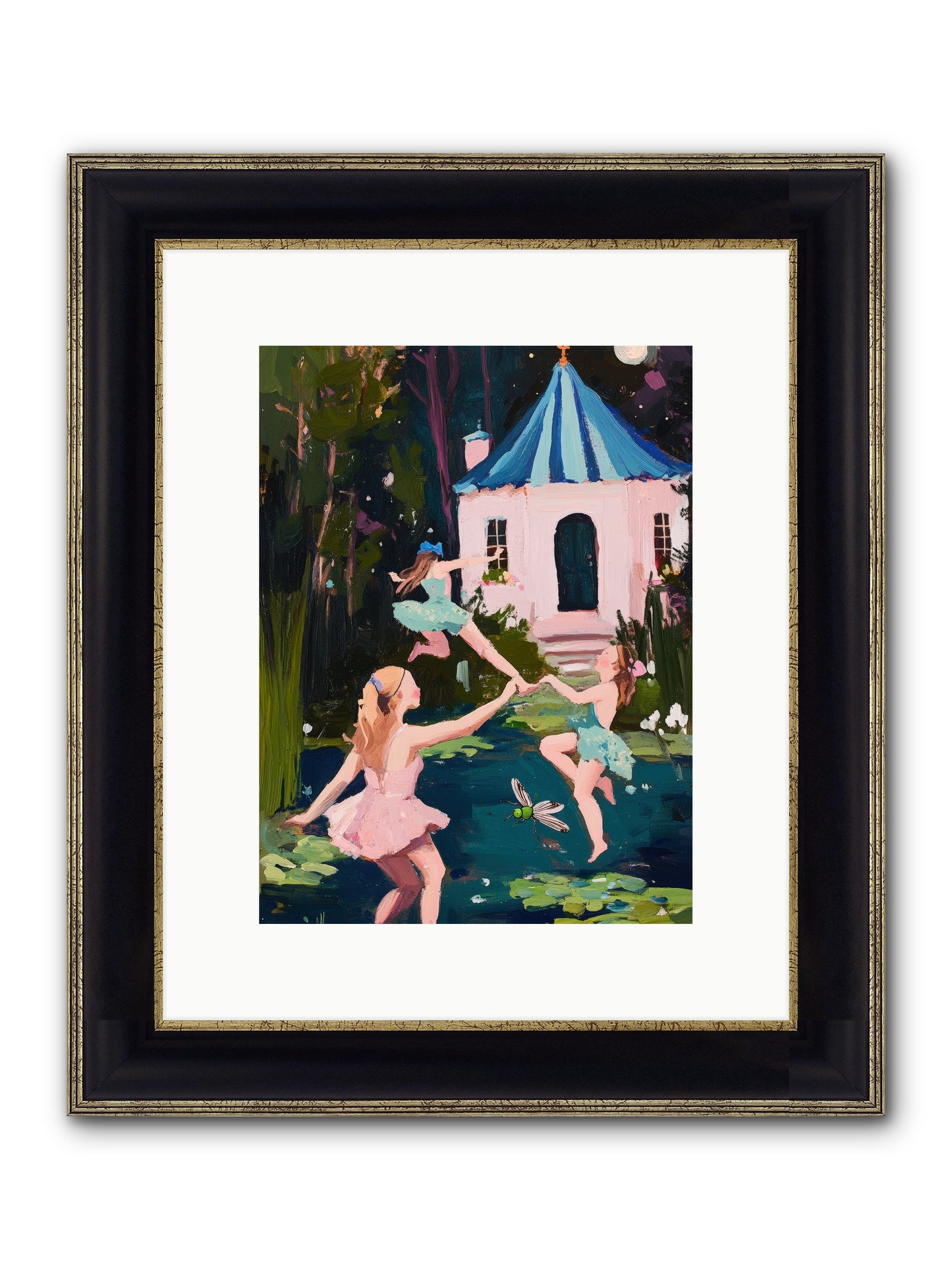 Lake Light Ending Framed Print - Black & Gold 9x12