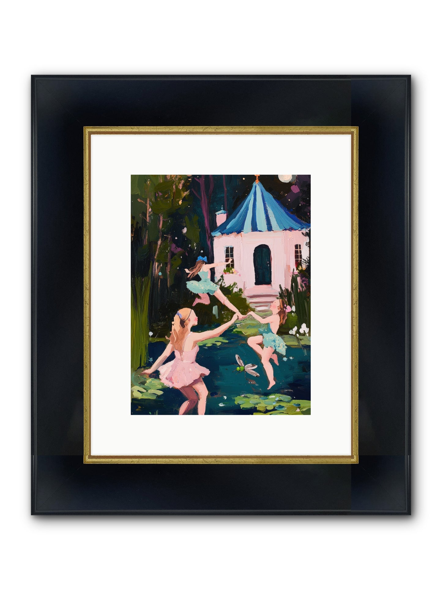 Lake Light Ending Framed Print - Wide Black w/Gold 9x12