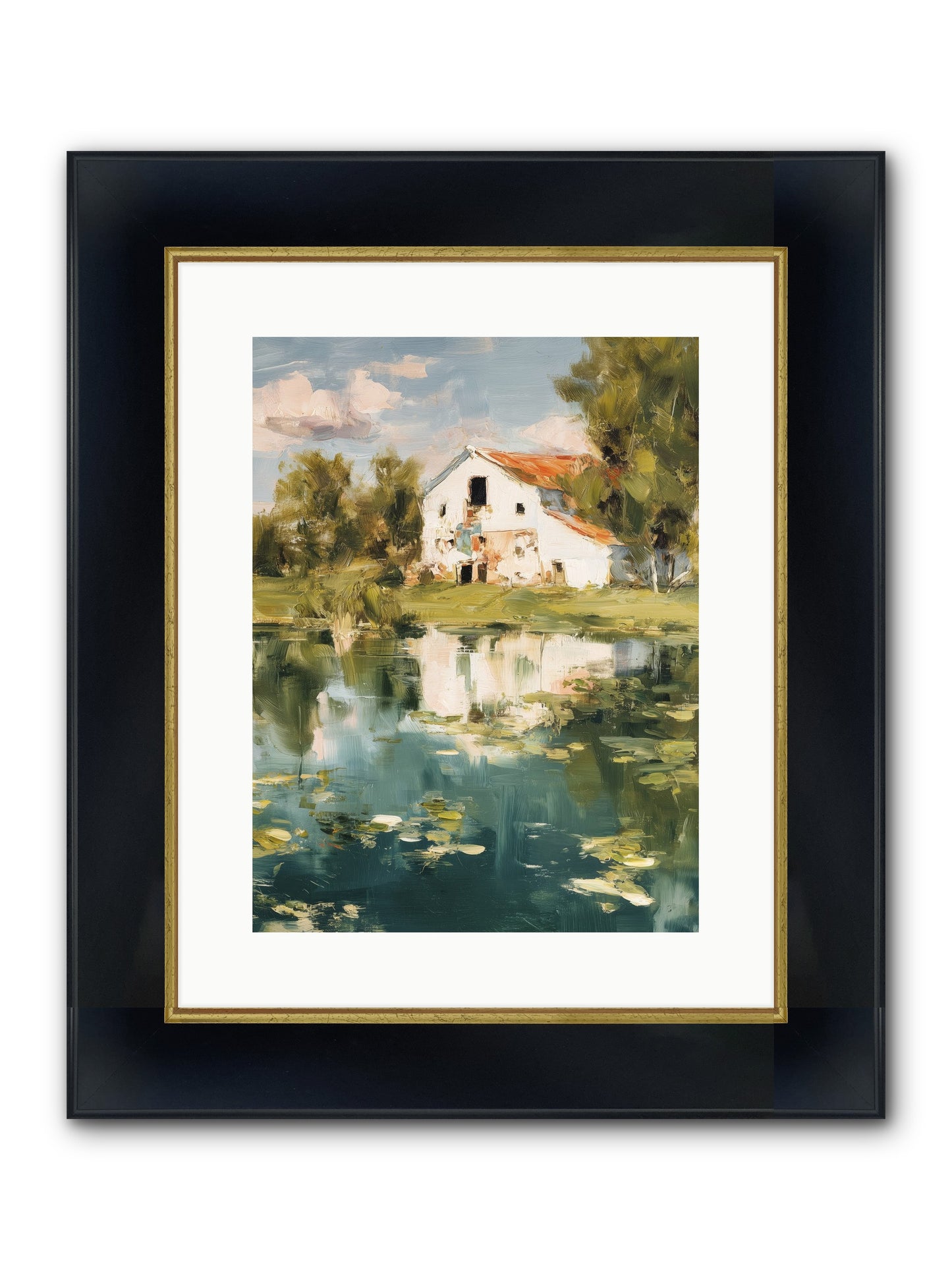 Lake's Portrait Framed Print - Wide Black w/Gold 12x16