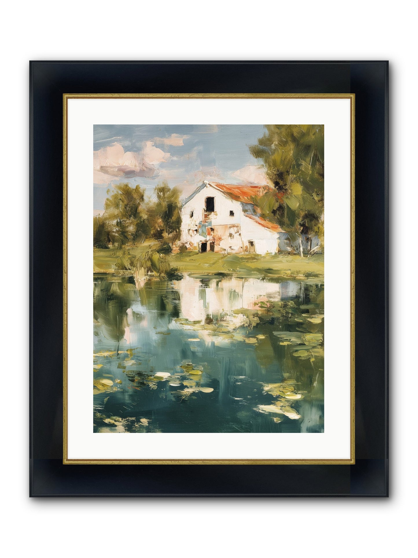 Lake's Portrait Framed Print - Wide Black w/Gold 18x24